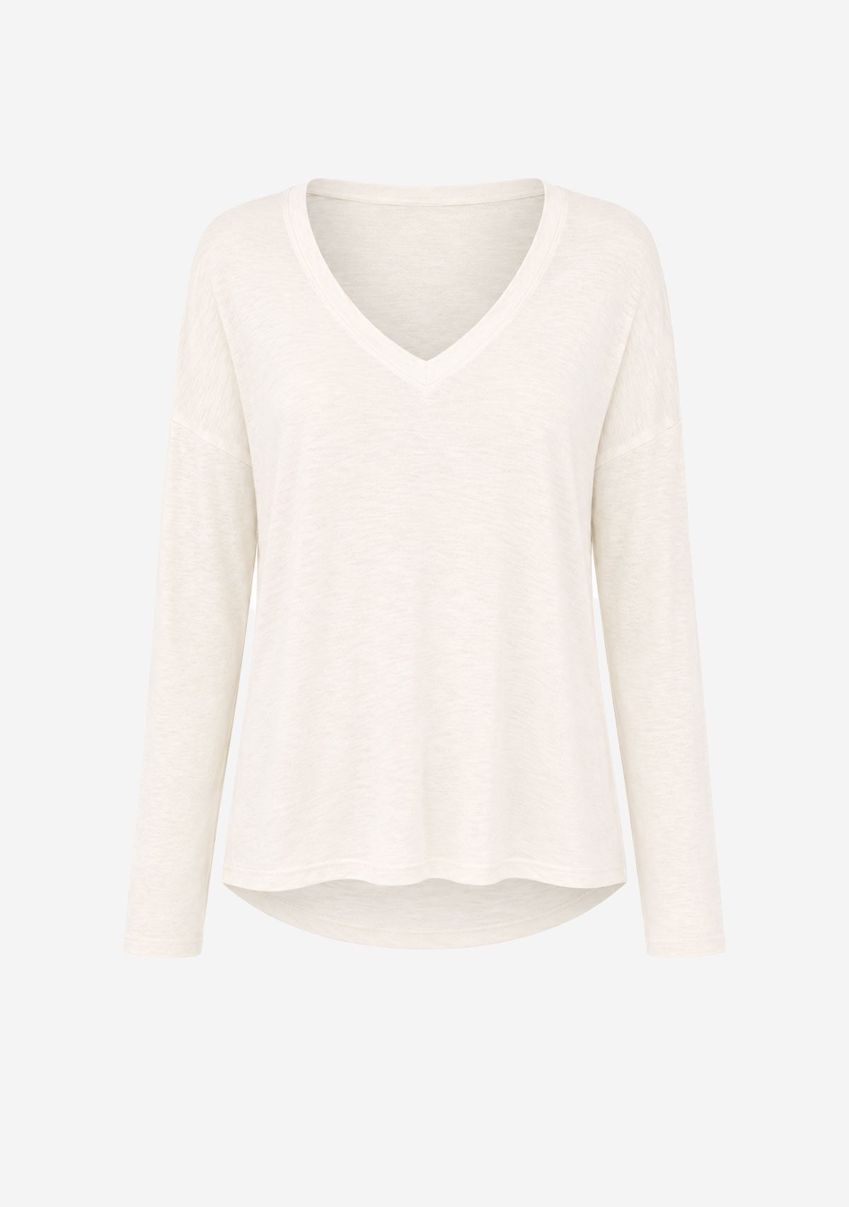 Hacci Slub V-Neck Drop Shoulder L/S Top Ivory The Latest Scoop