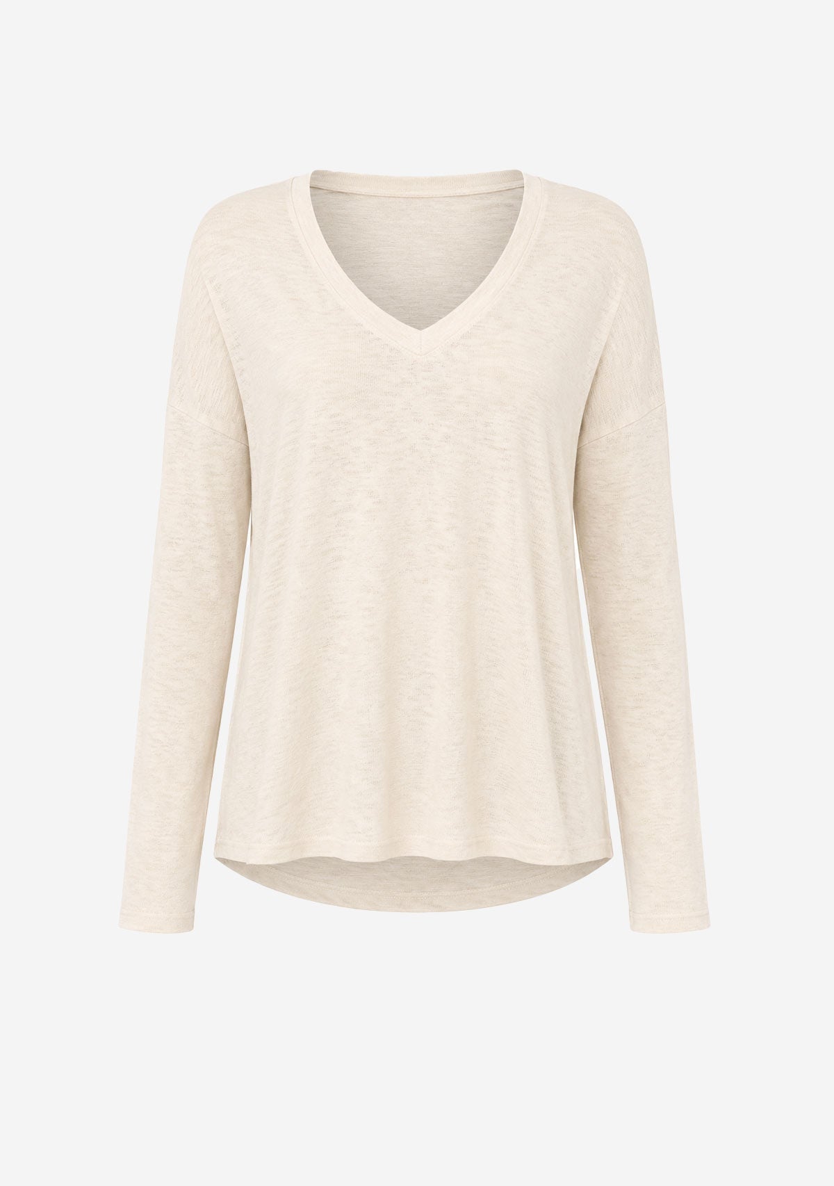Hacci Slub V-Neck Drop Shoulder L/S Top Natural The Latest Scoop