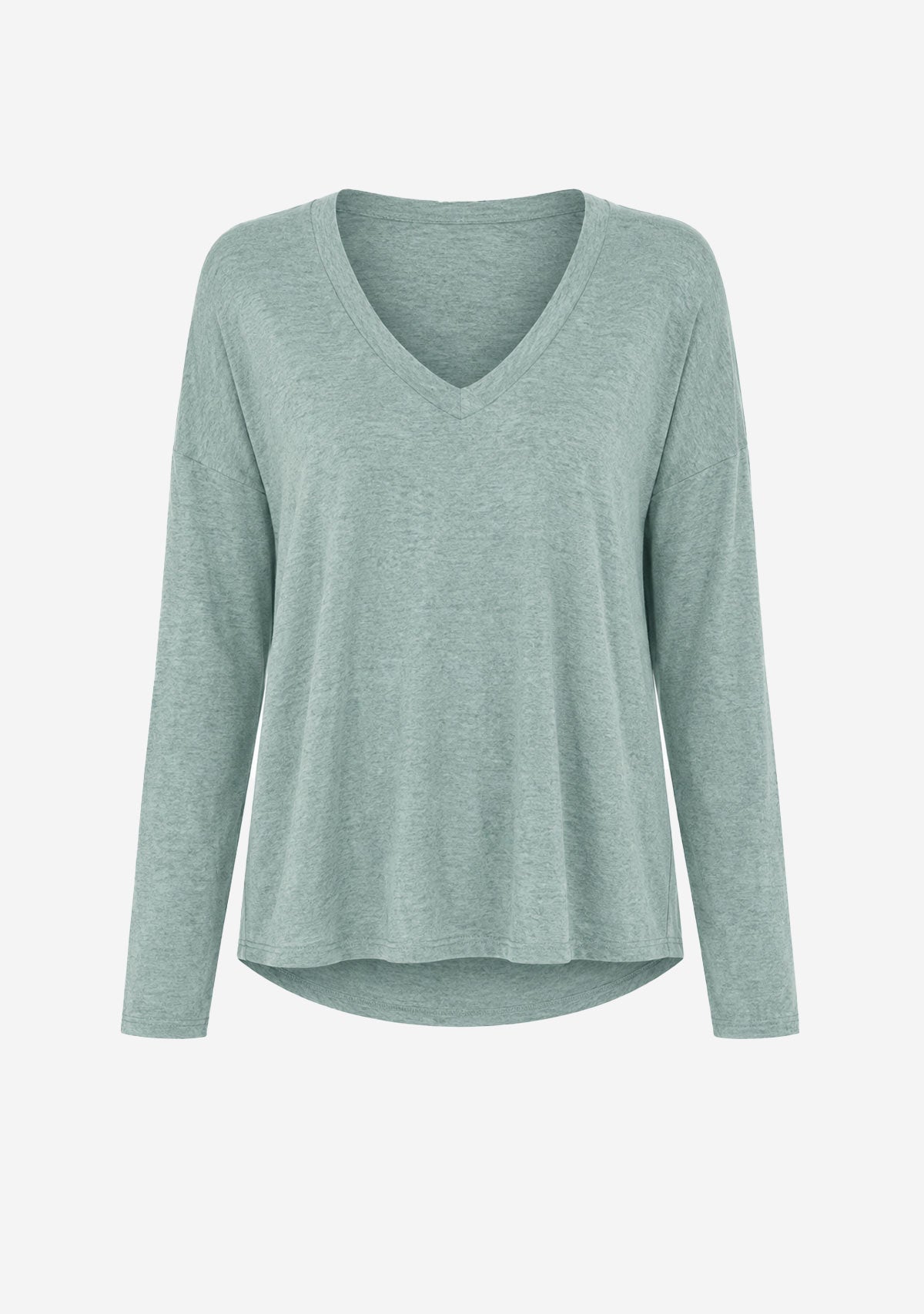 Hacci Slub V-Neck Drop Shoulder L/S Top Seagrass The Latest Scoop