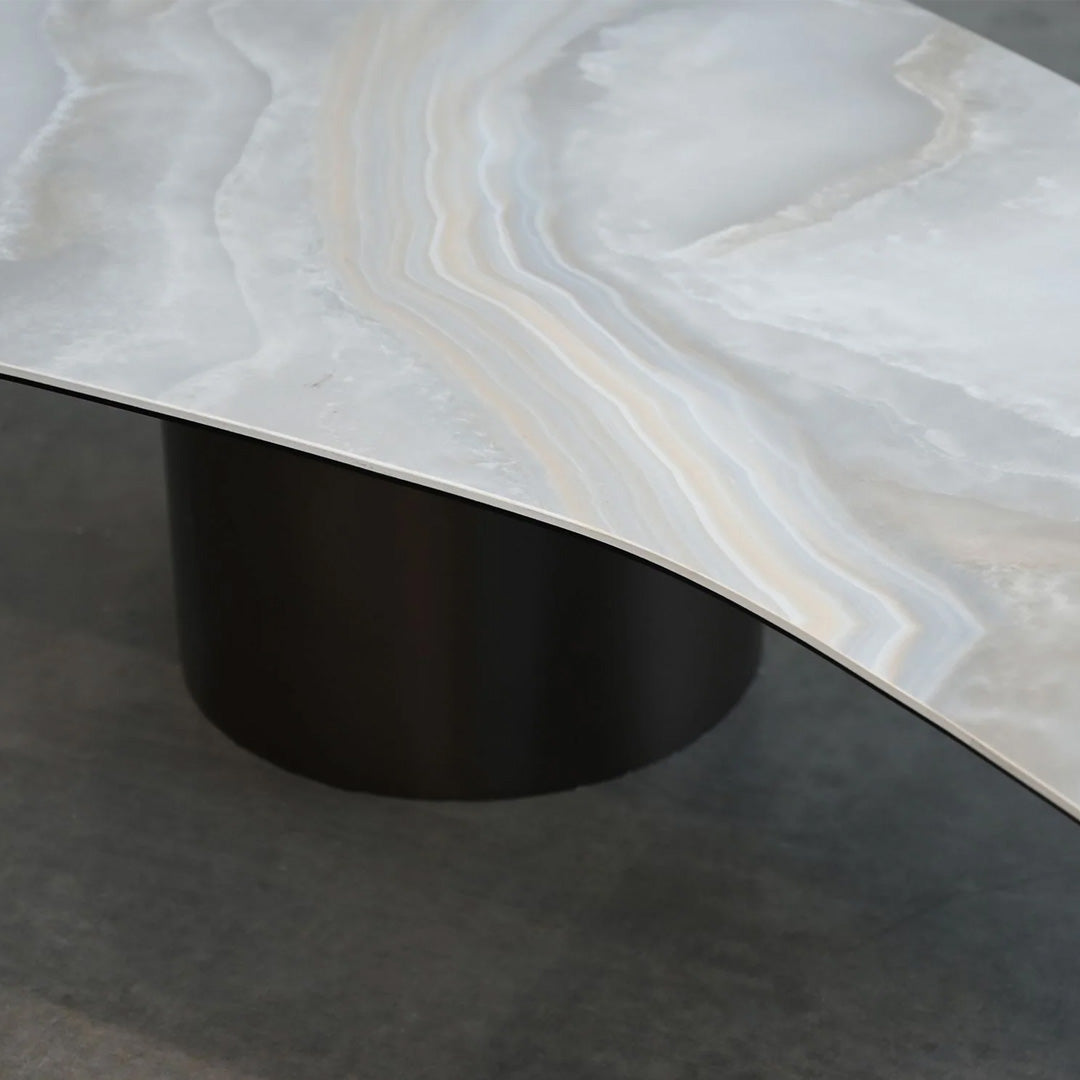 WEDGE Large Coffee Table Brushed Deep Brown Powder Coated Base Onice Grigio Ceramic Top