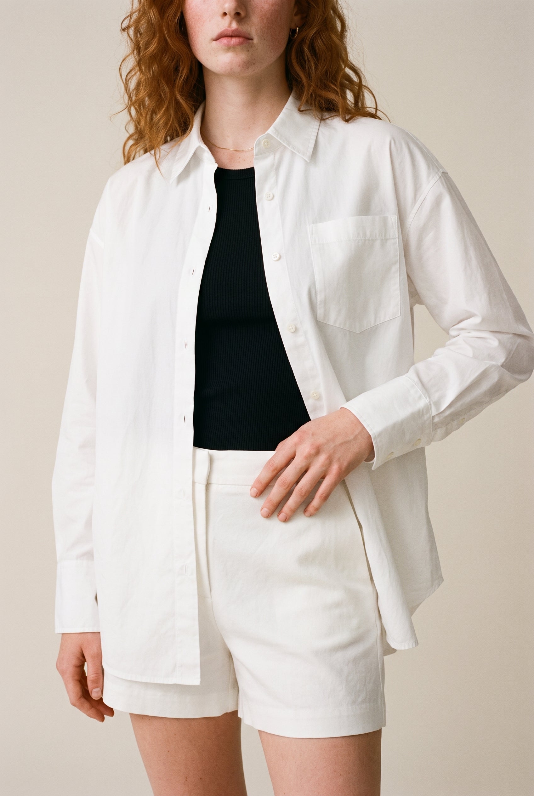 Chemise oversize en popeline biologique à manches longues