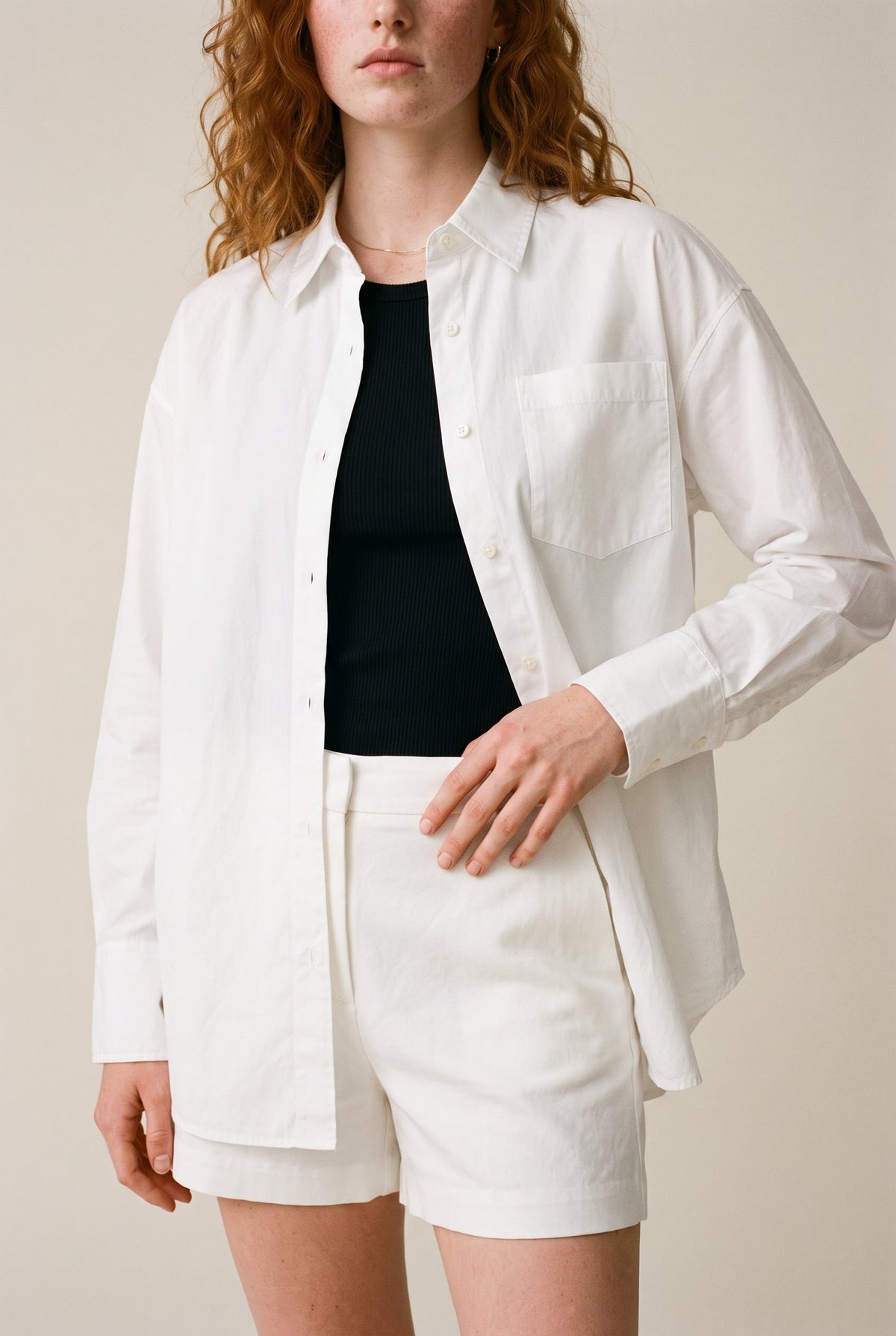 Ls Oversized Organic Poplin Shirt Faustine (The Base Factory)
