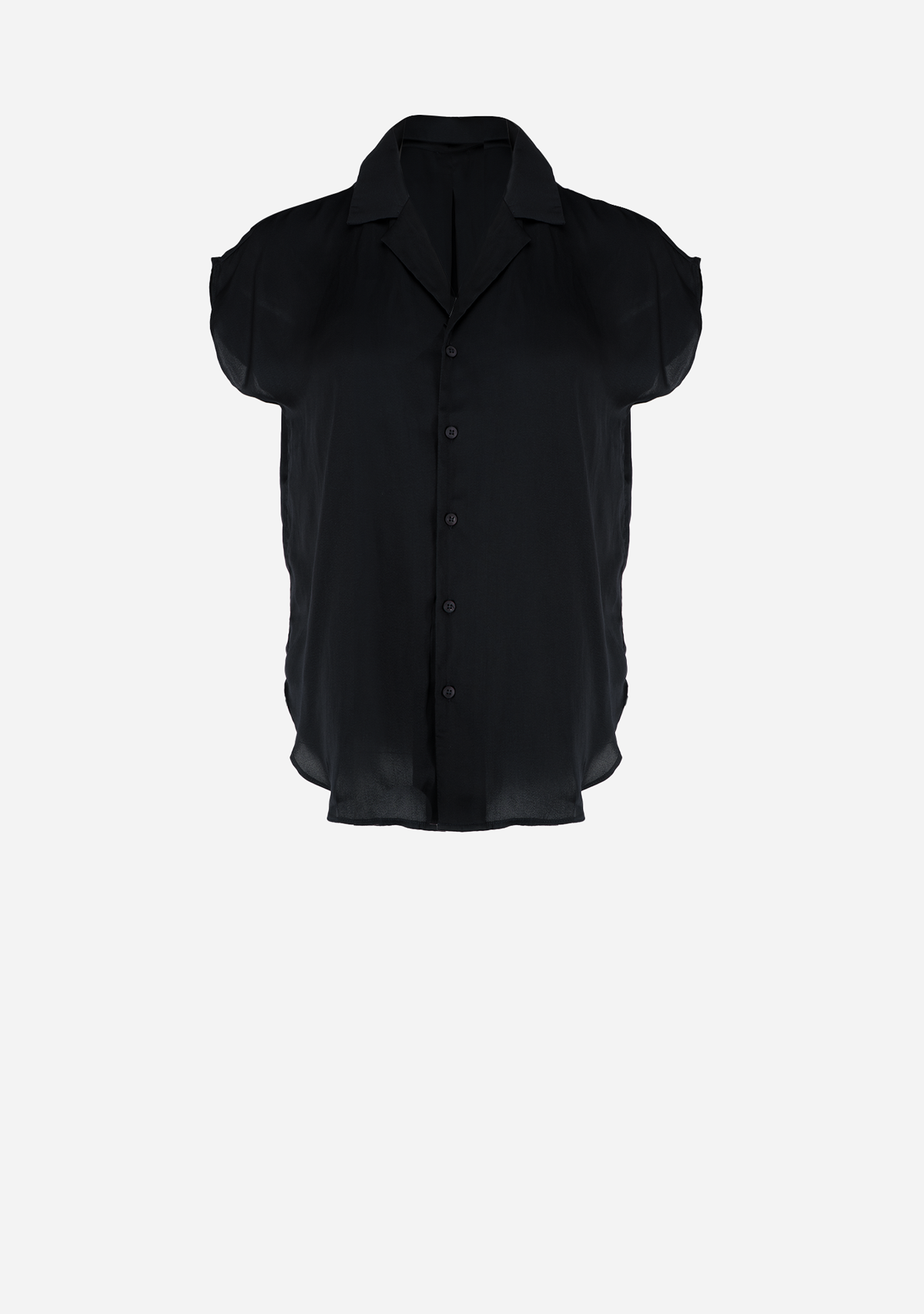 Button Down Cap Sleeve Shirt Deep Ocean Blue