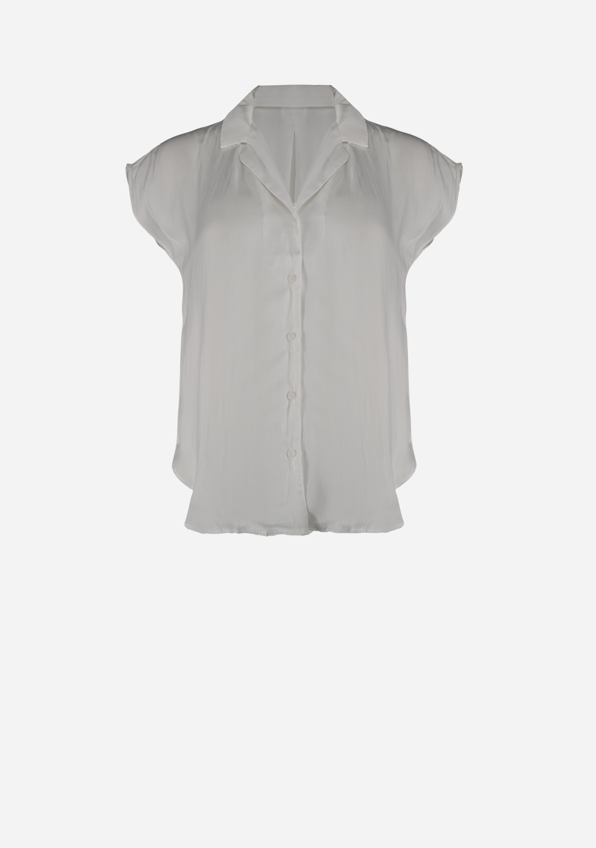 Button Down Cap Sleeve Shirt Off White