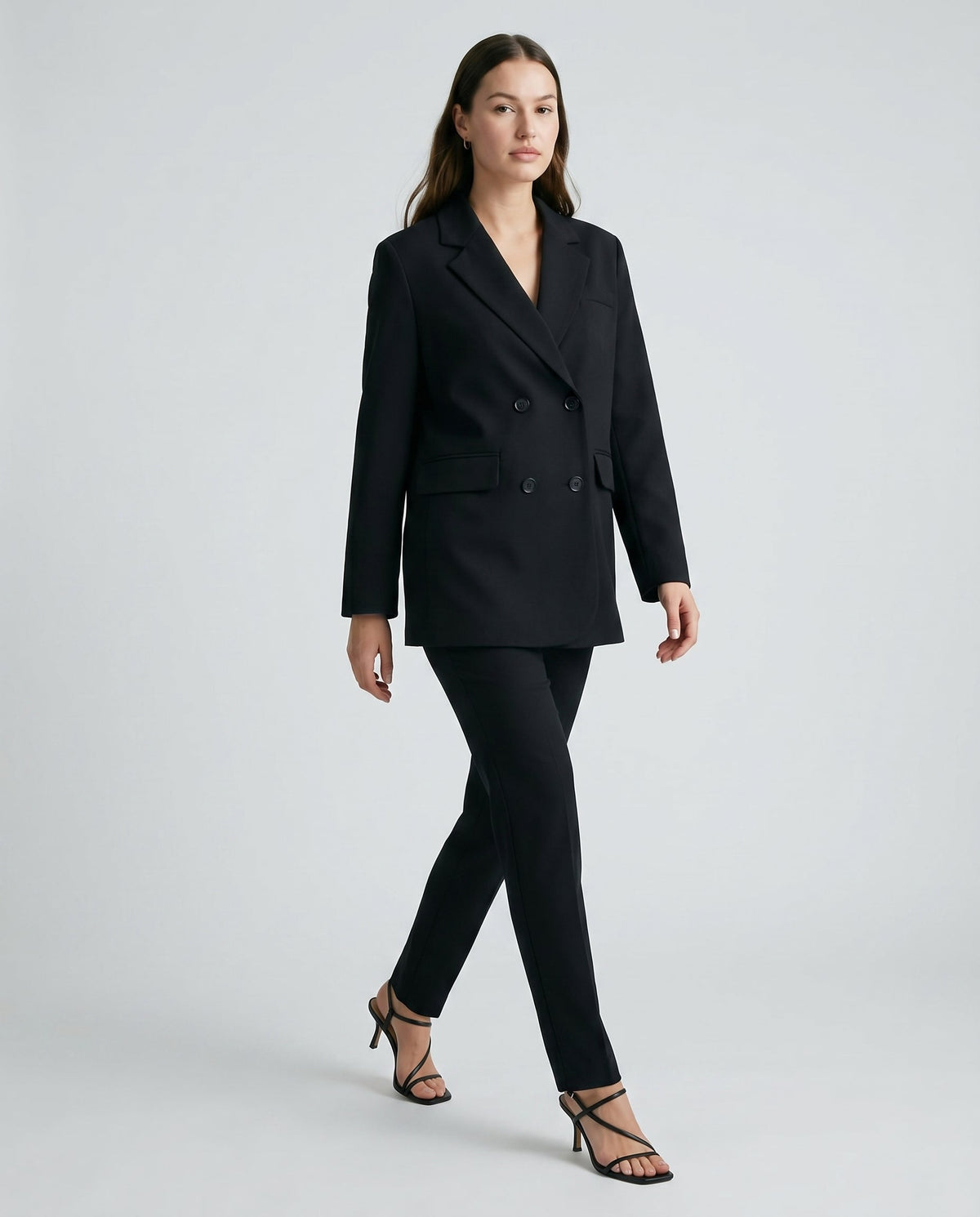Double Breasted Blazer Black Slow High