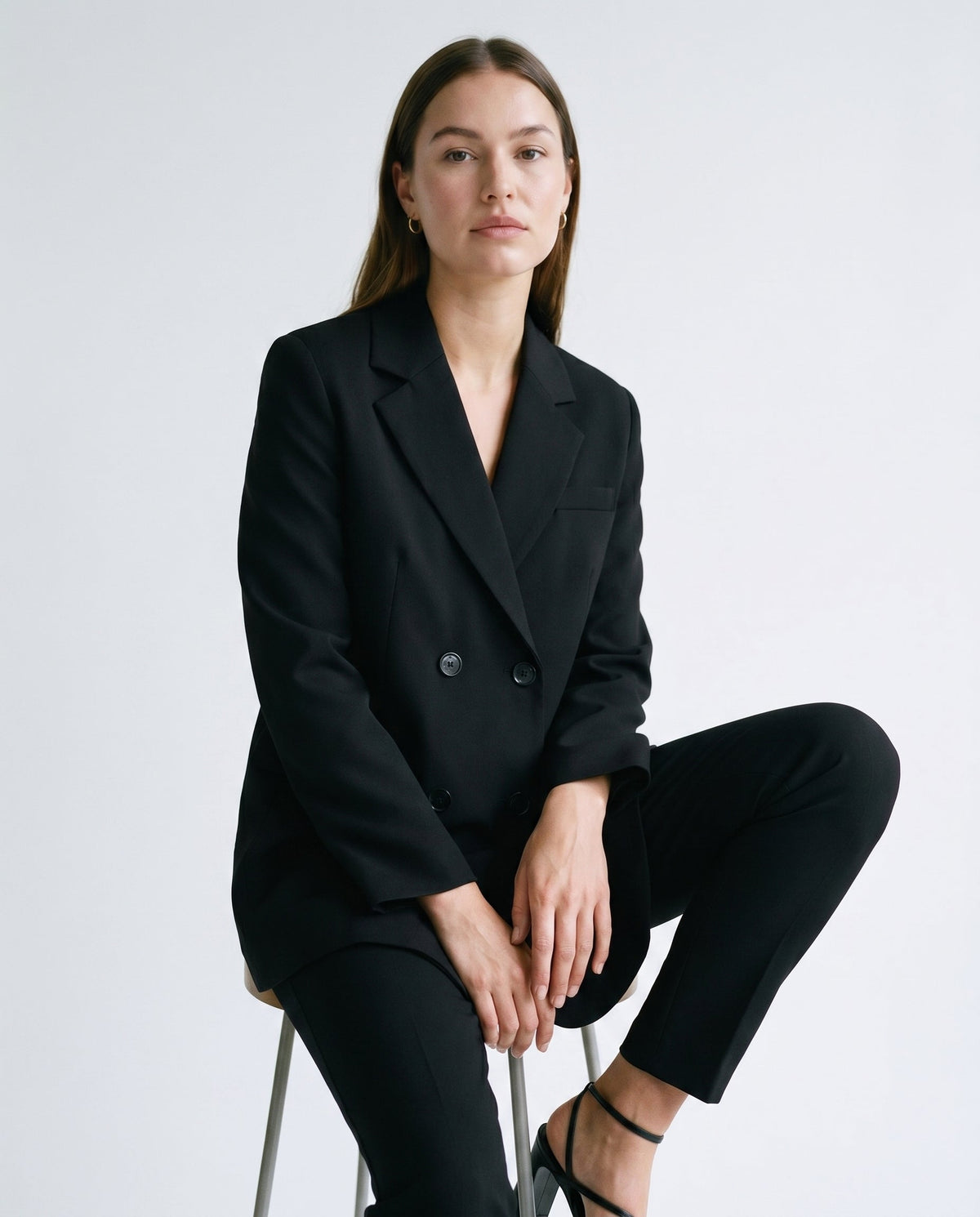 Double Breasted Blazer Black Slow High