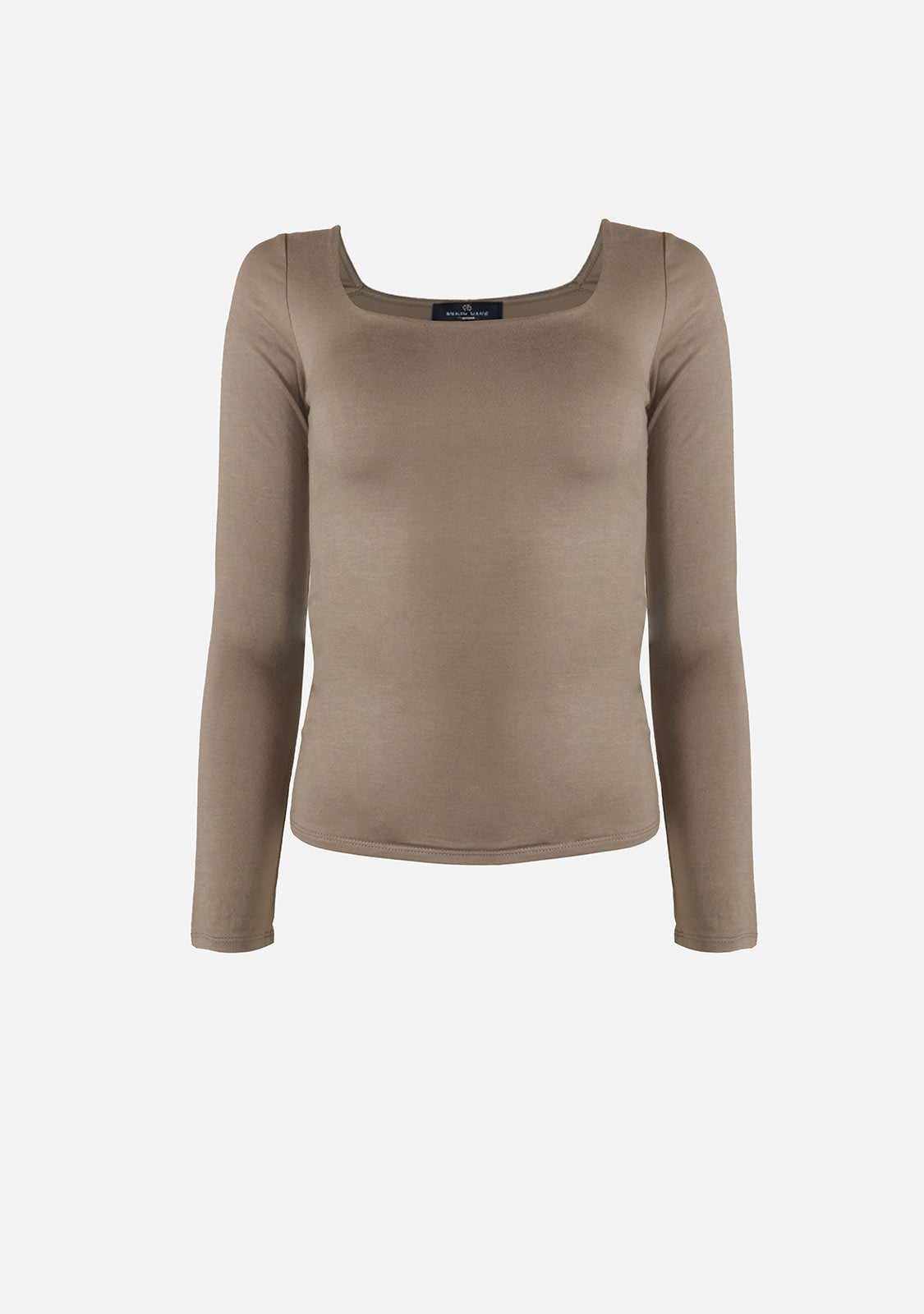 Double Layered Square Neck L/S Top Olive