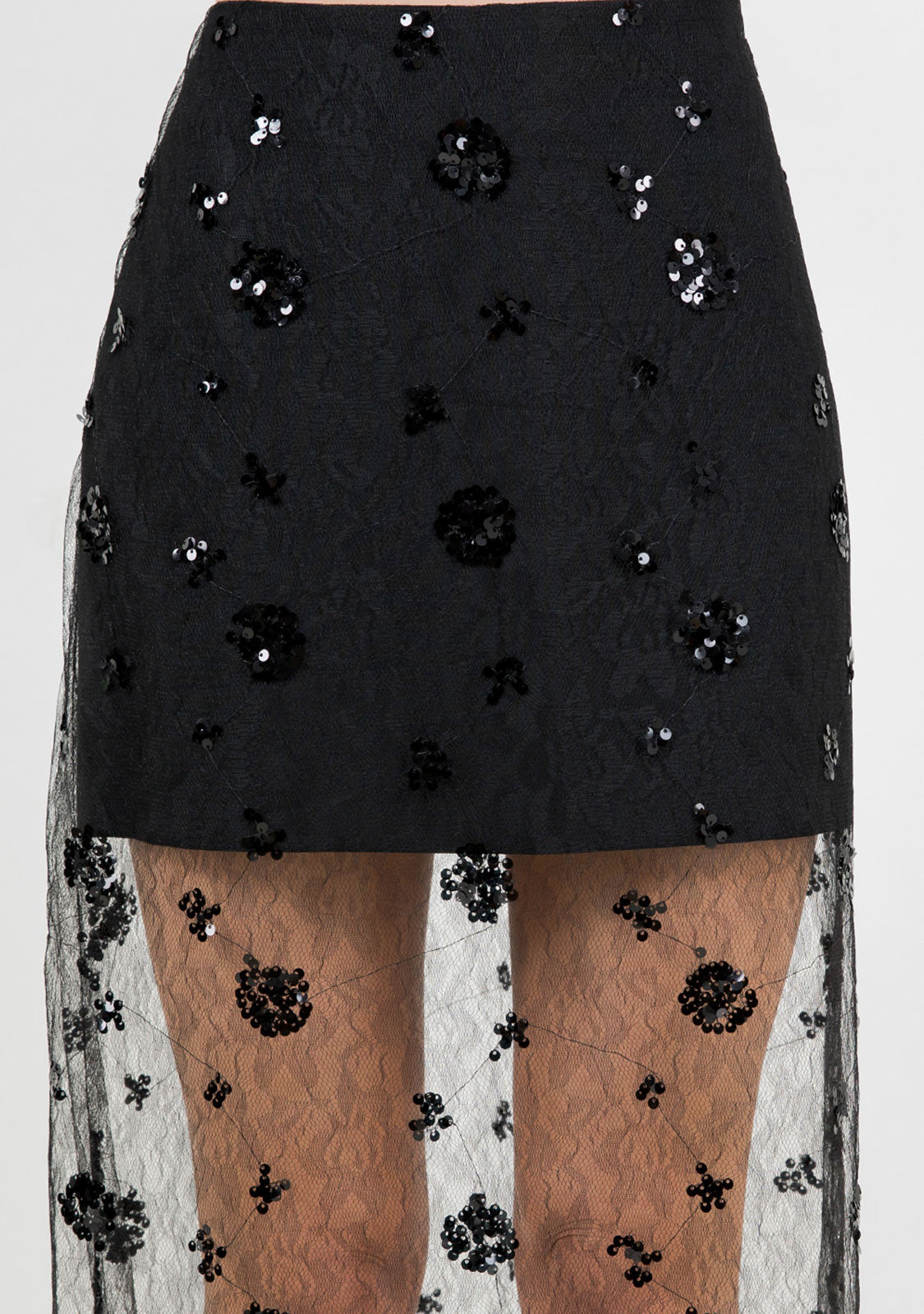 Black Mesh Overlay Skirt Black