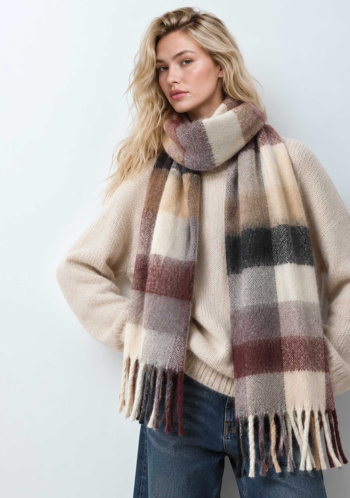 Winter Pashmina Blanket Scarf Grey Alibaba