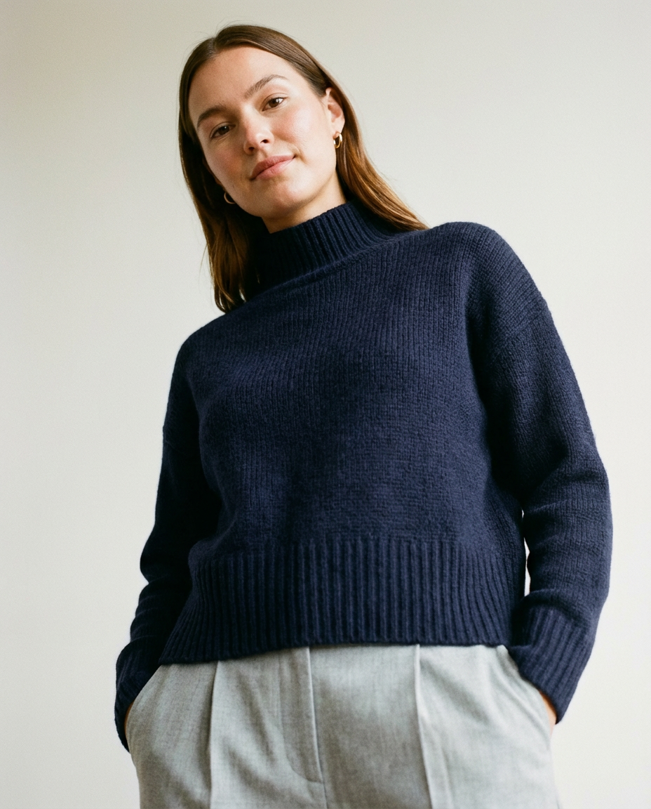 Wool Blend Mock Neck Sweater