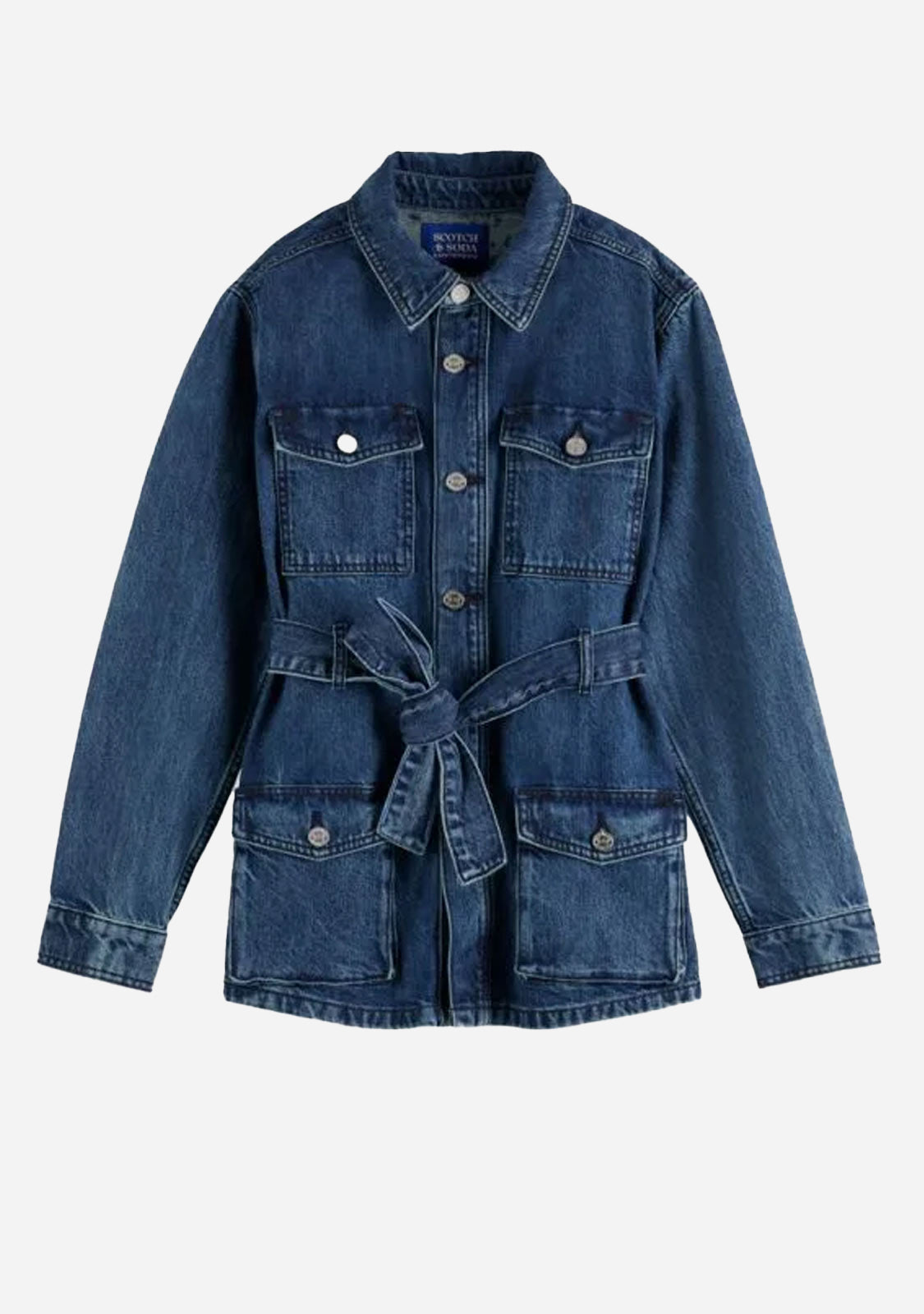 Worked out belted denim jacket Framework