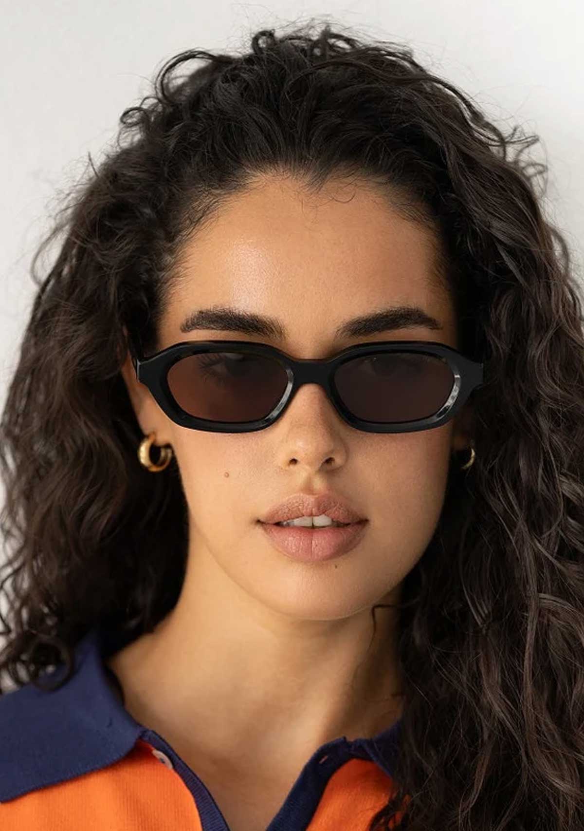 Tokyo Acetate Unisex Rectangular Sunglasses Black/Brown Freyrs