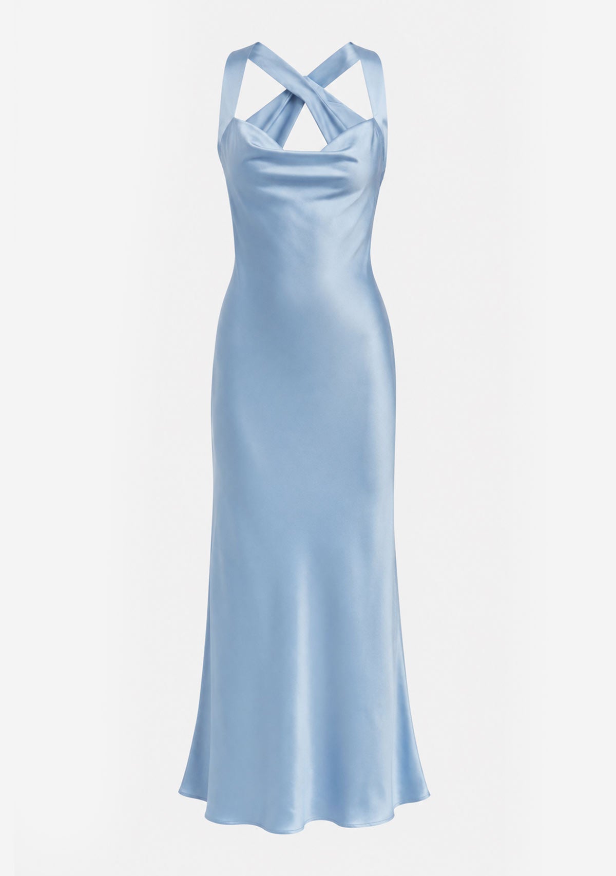 Satin Twist Back Maxi Dress Sky