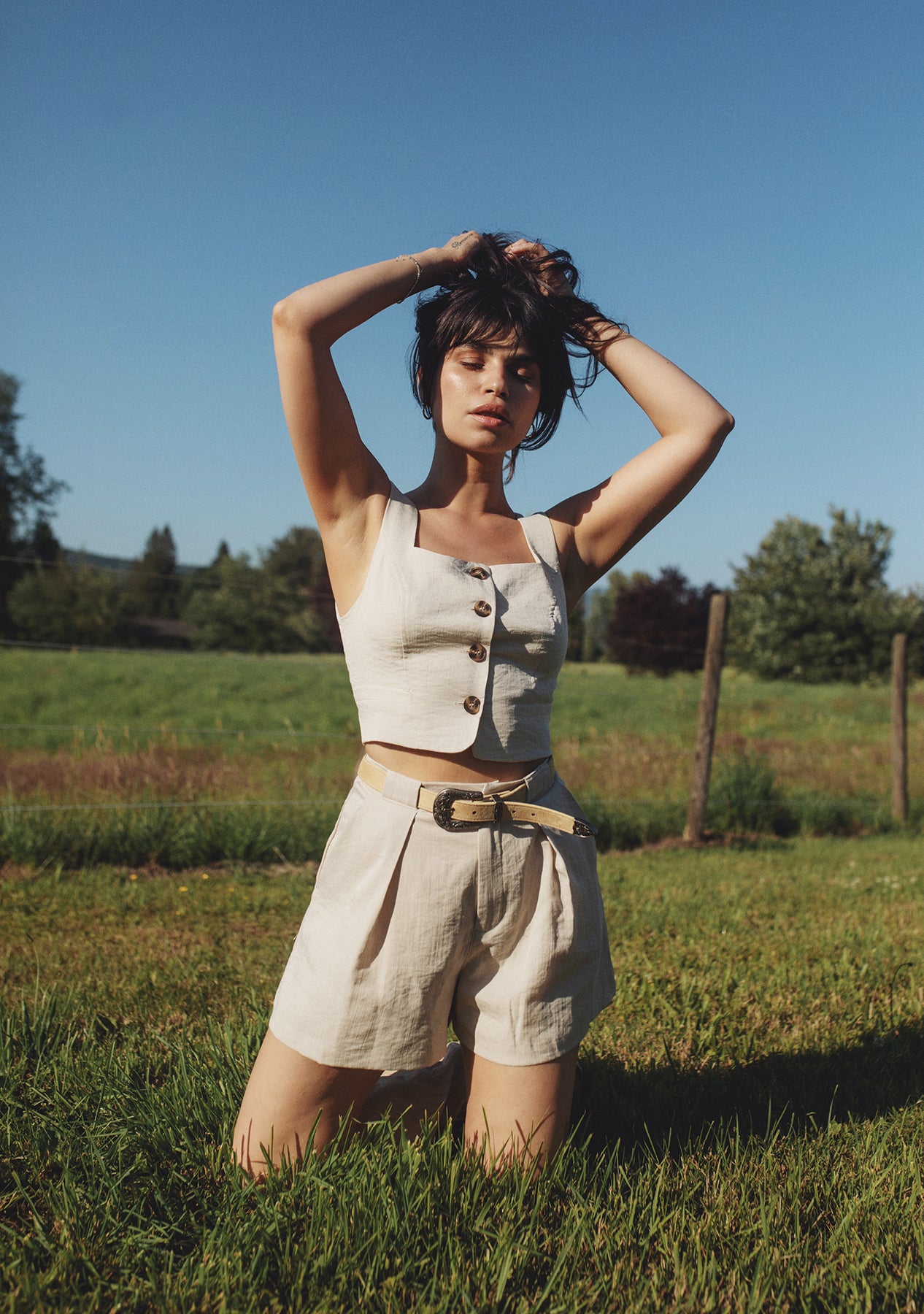 Waist Belted Pleated Shorts