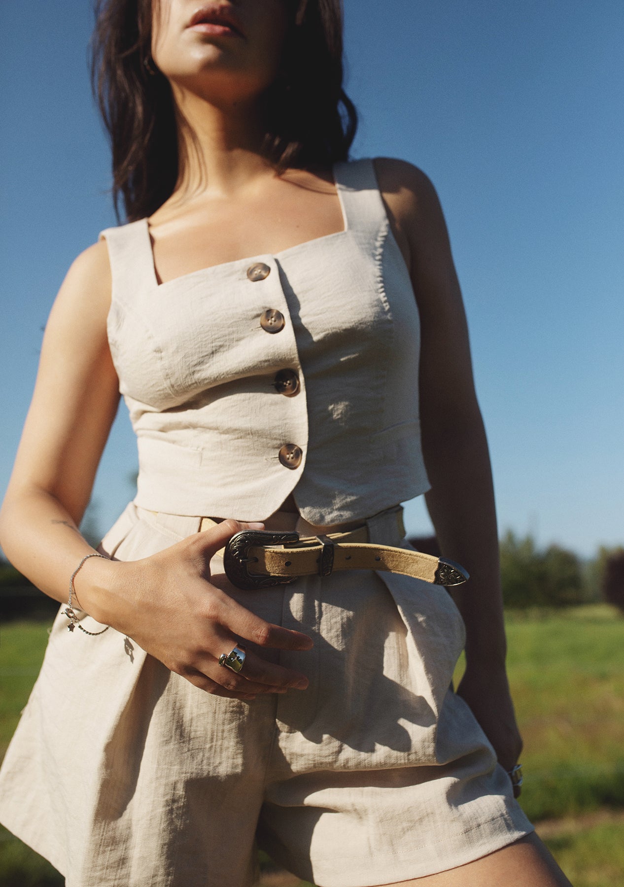 Waist Belted Pleated Shorts