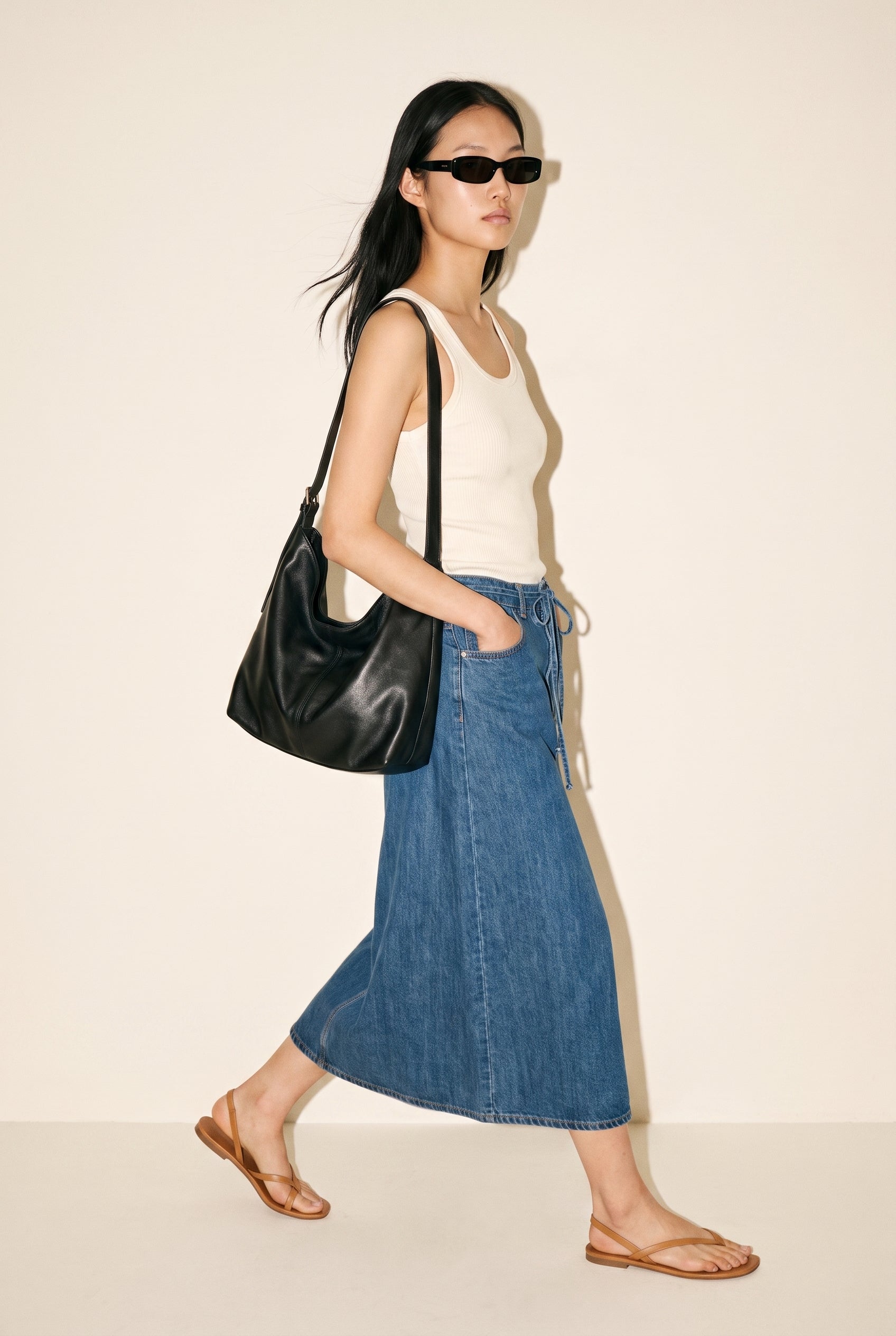 Denim Midi Skirt Denim Blue