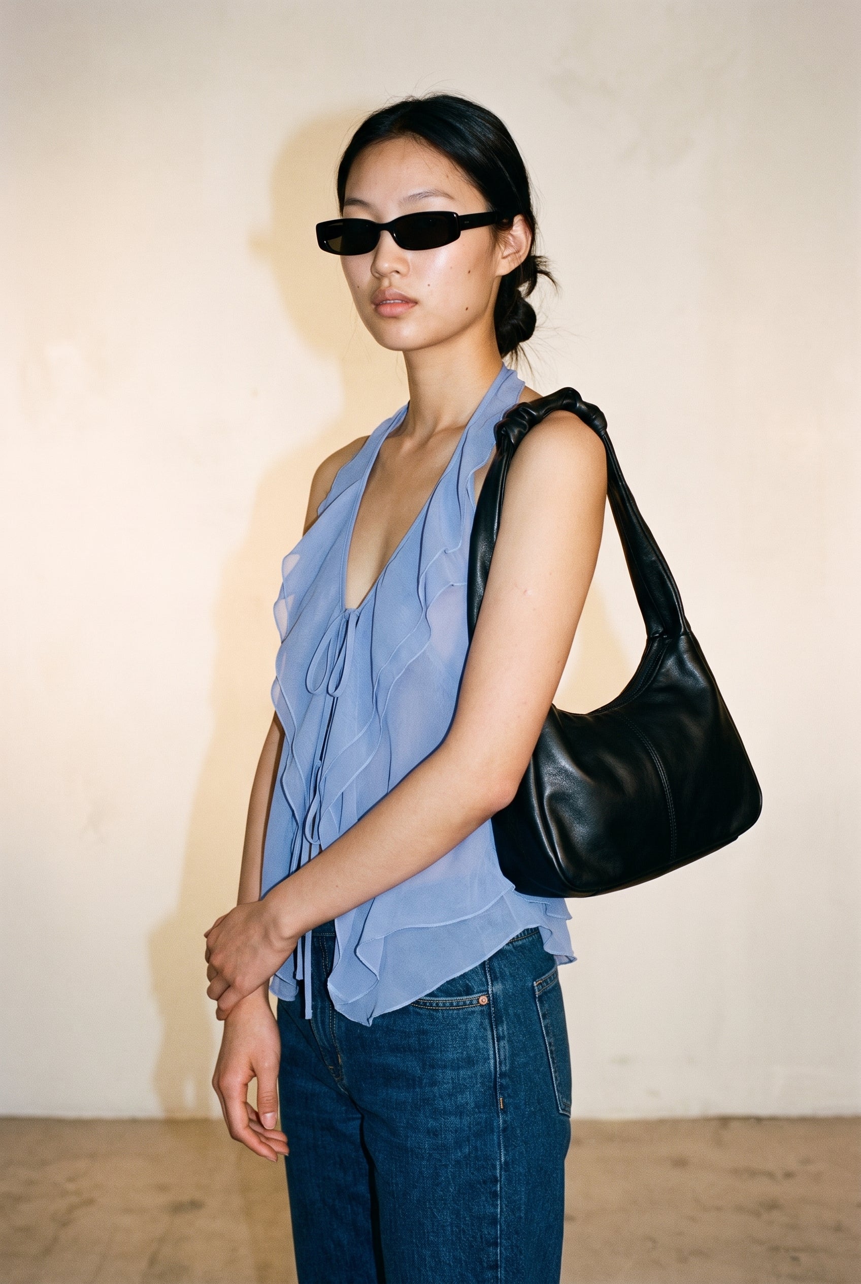 Waterflow Solid Halter Backless Top Denim Audrey 3+1