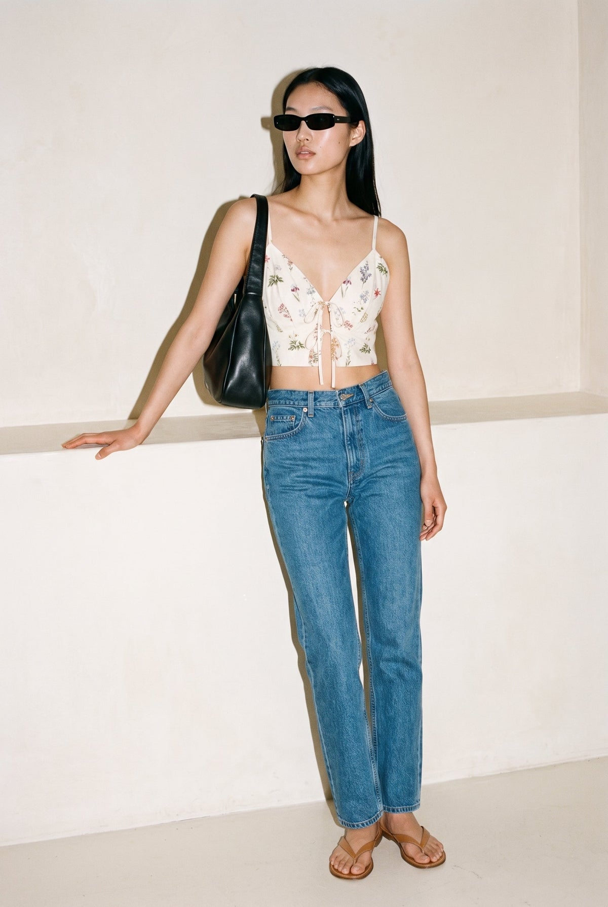Floral Crop Top Ivory/Multi Aakaa