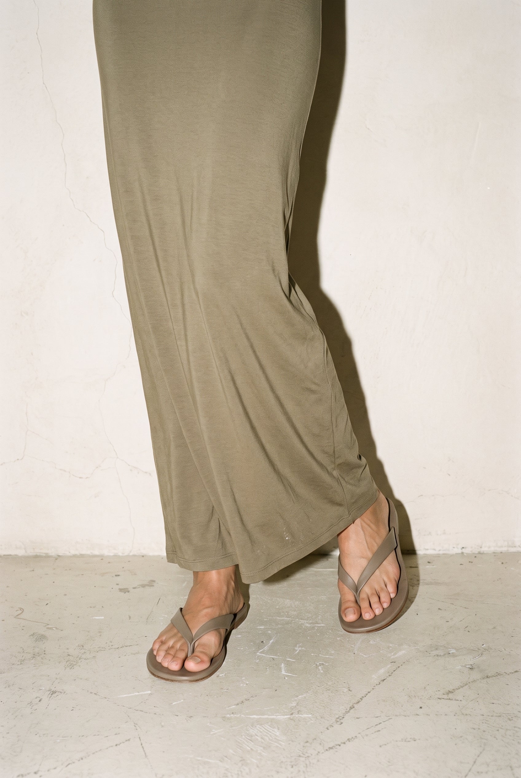 Classic Fitted Maxi Dress Khaki Green