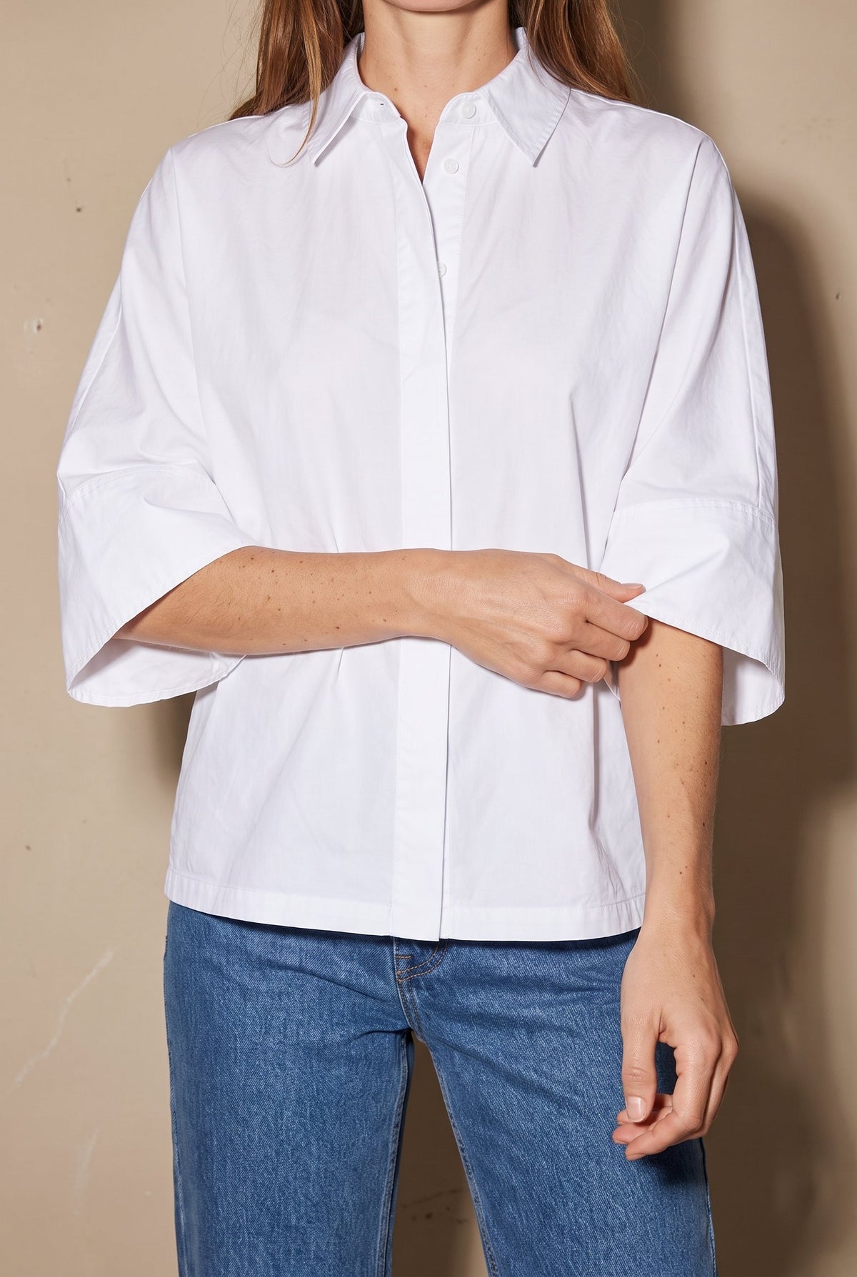 Oversized Collared Button Shirt White COCA