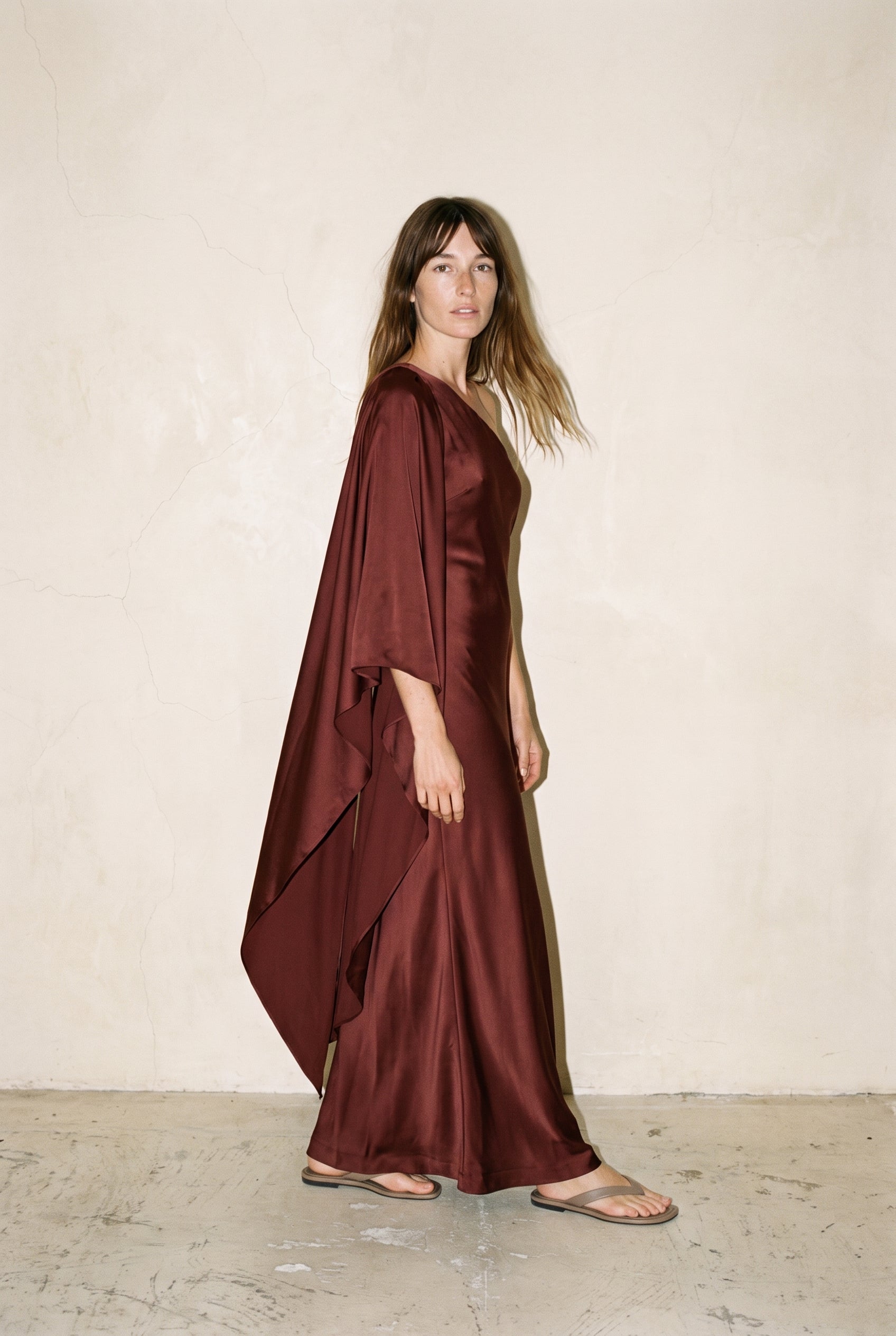 Robe longue Ayse à foulard couleur merlot