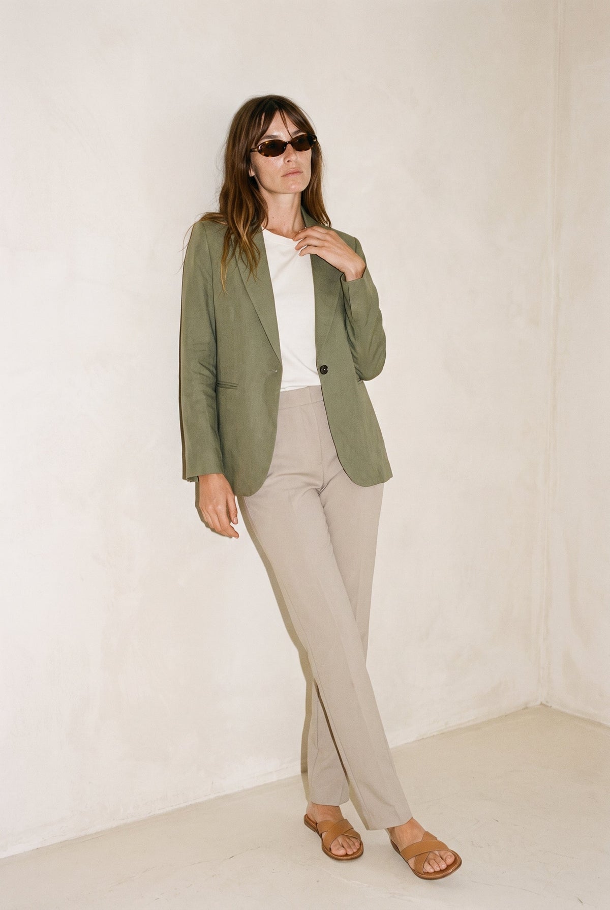Slragna Basic Blazer Dusky Green Soaked
