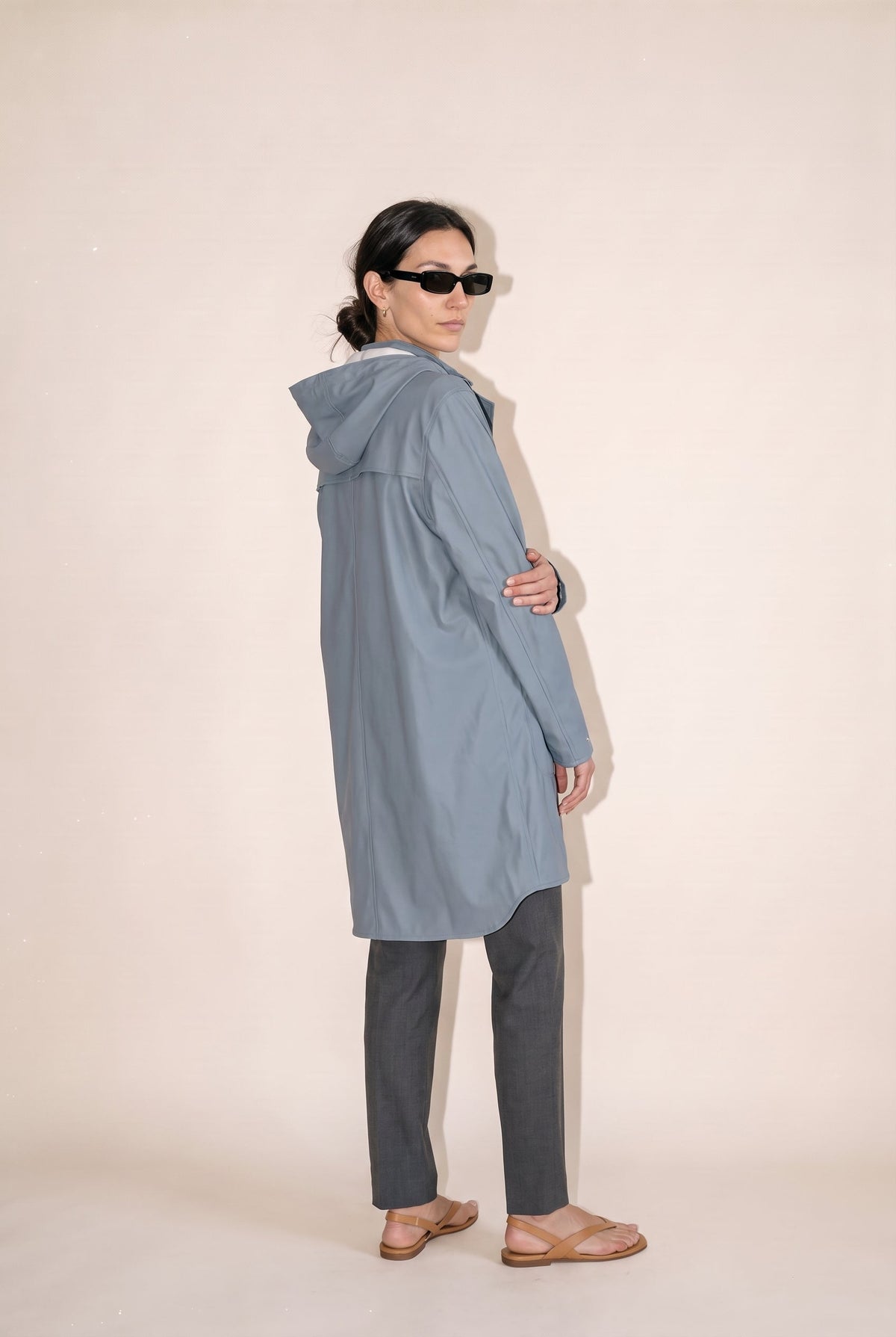 Hooded Raincoat Blue Grey Ilse Jacobsen