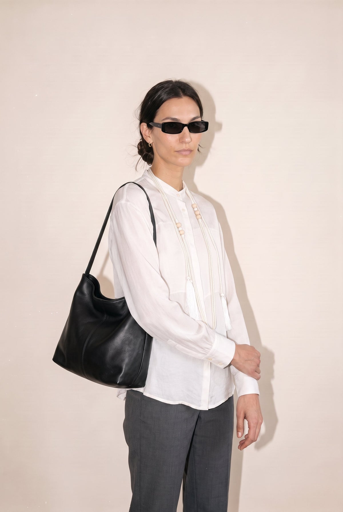 Peasant Tie Front Blouse Beige 12 Rue Collette