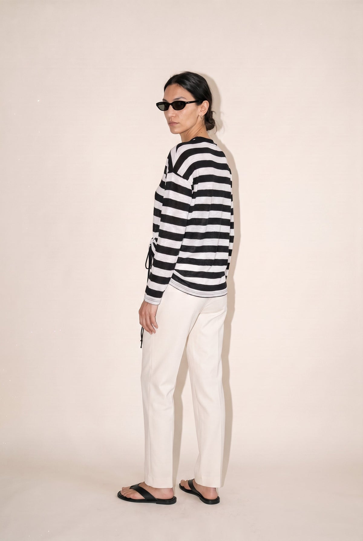 Side Tie Striped Pullover Stripes audrey