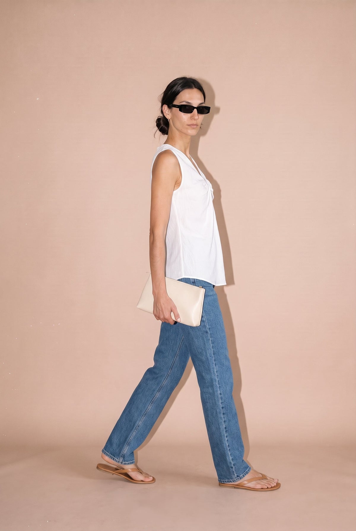 Sleeveless Drape Front Top White audrey