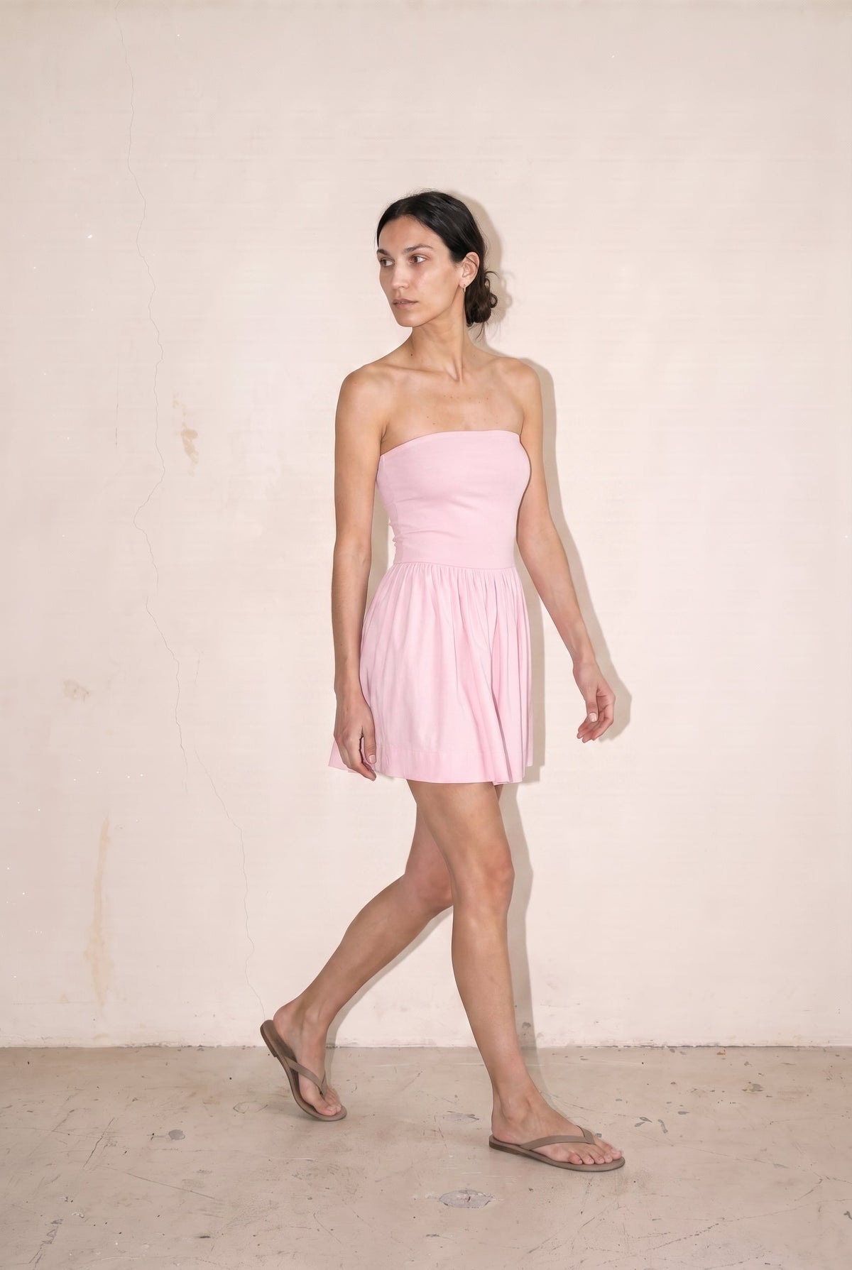 Strapless Flowy Mini Dress Soft Pink Hyfve