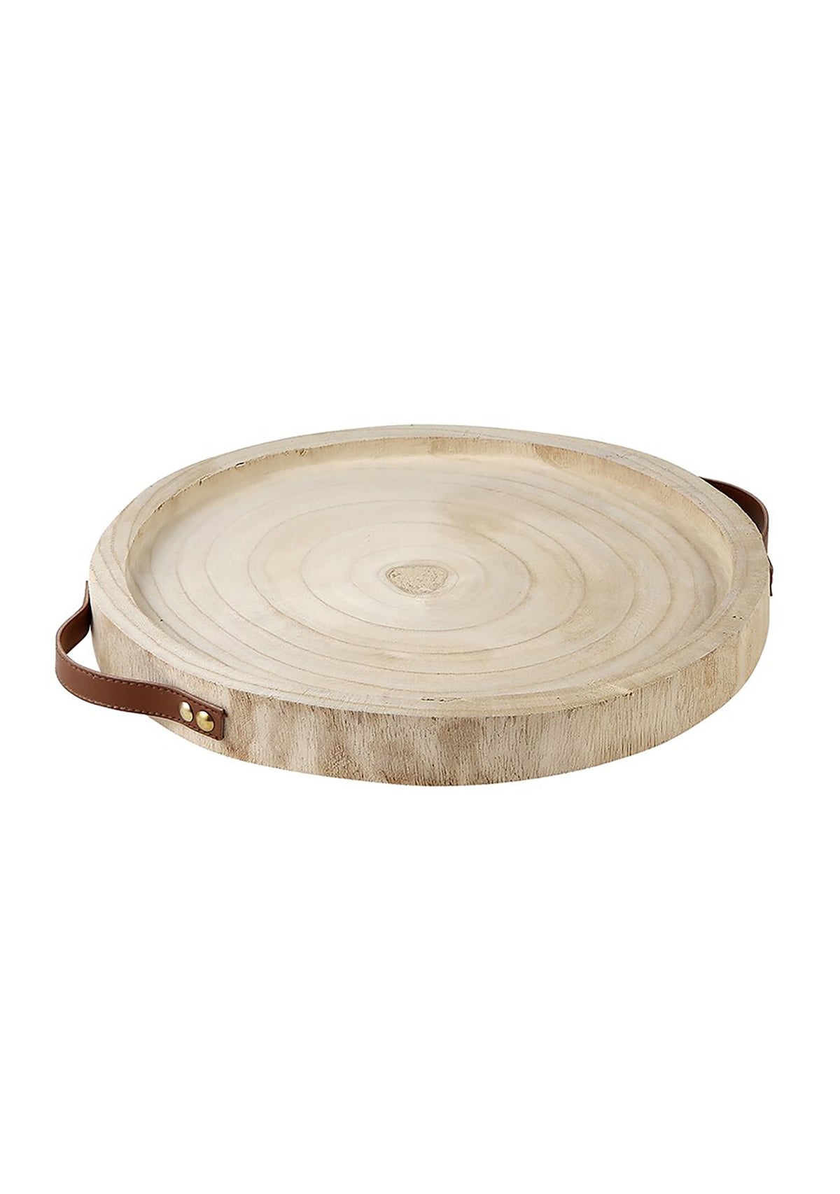 Paulownia Wood + Leather Tray Natural The Latest Scoop