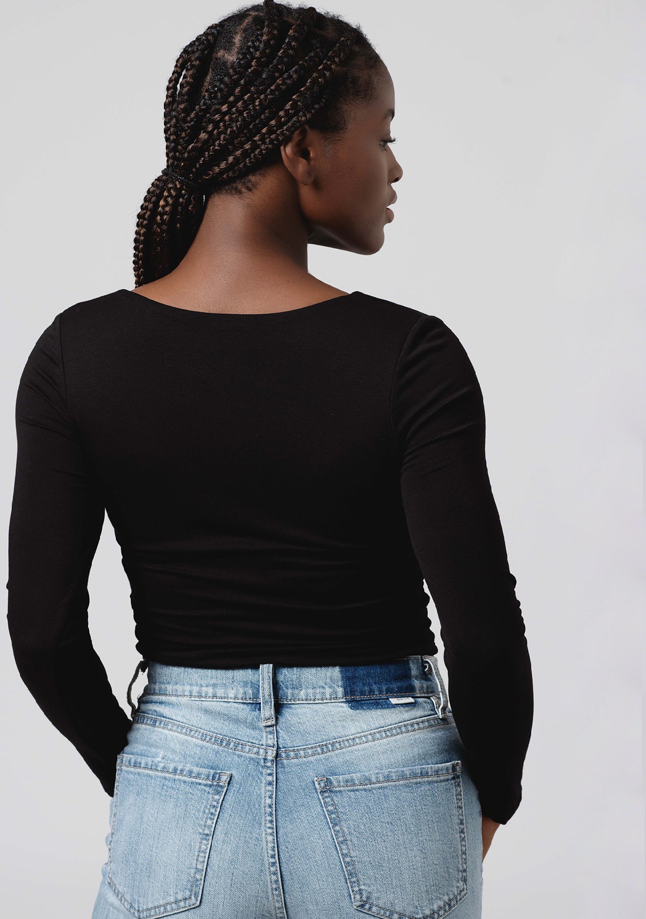 V-Neck Long Sleeve Crop Top