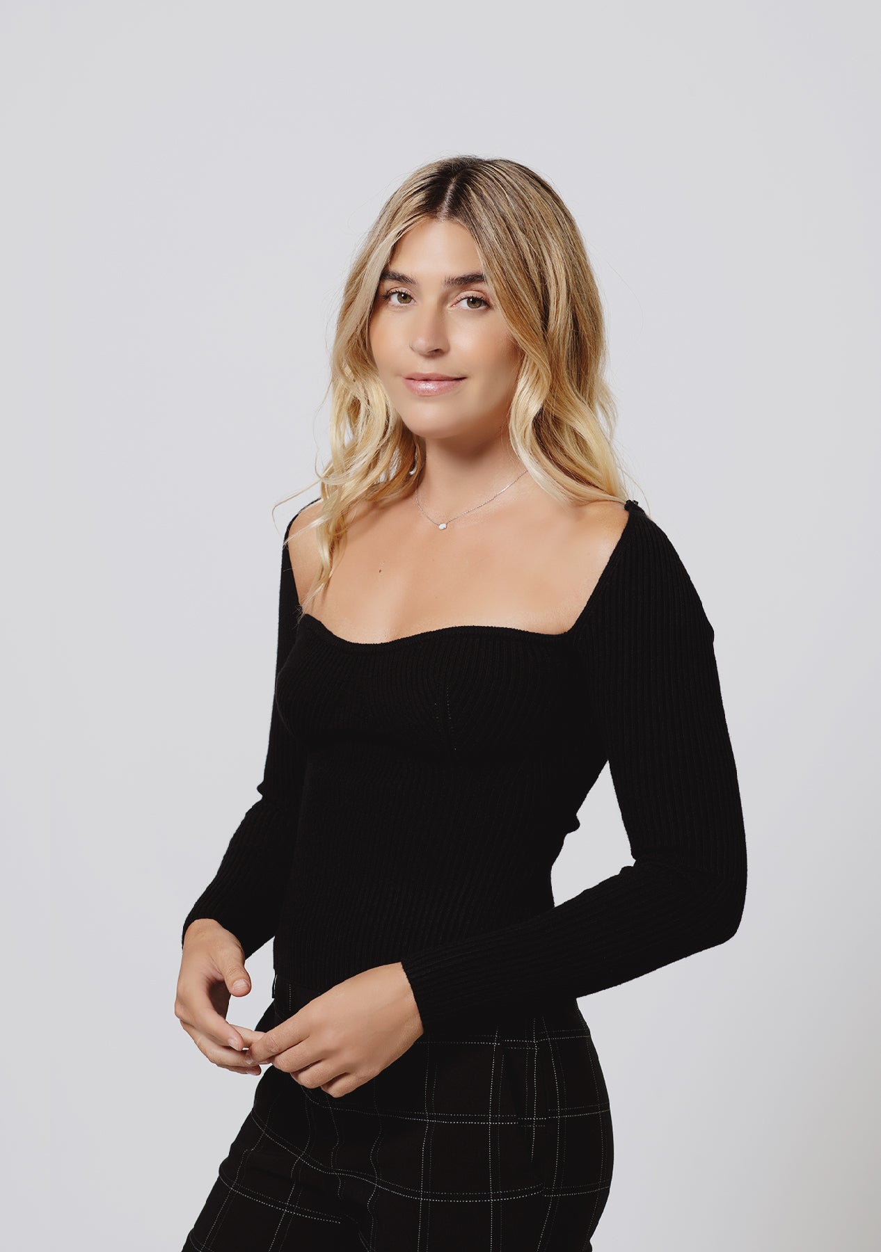 Ribbed Long Sleeve Knit Top