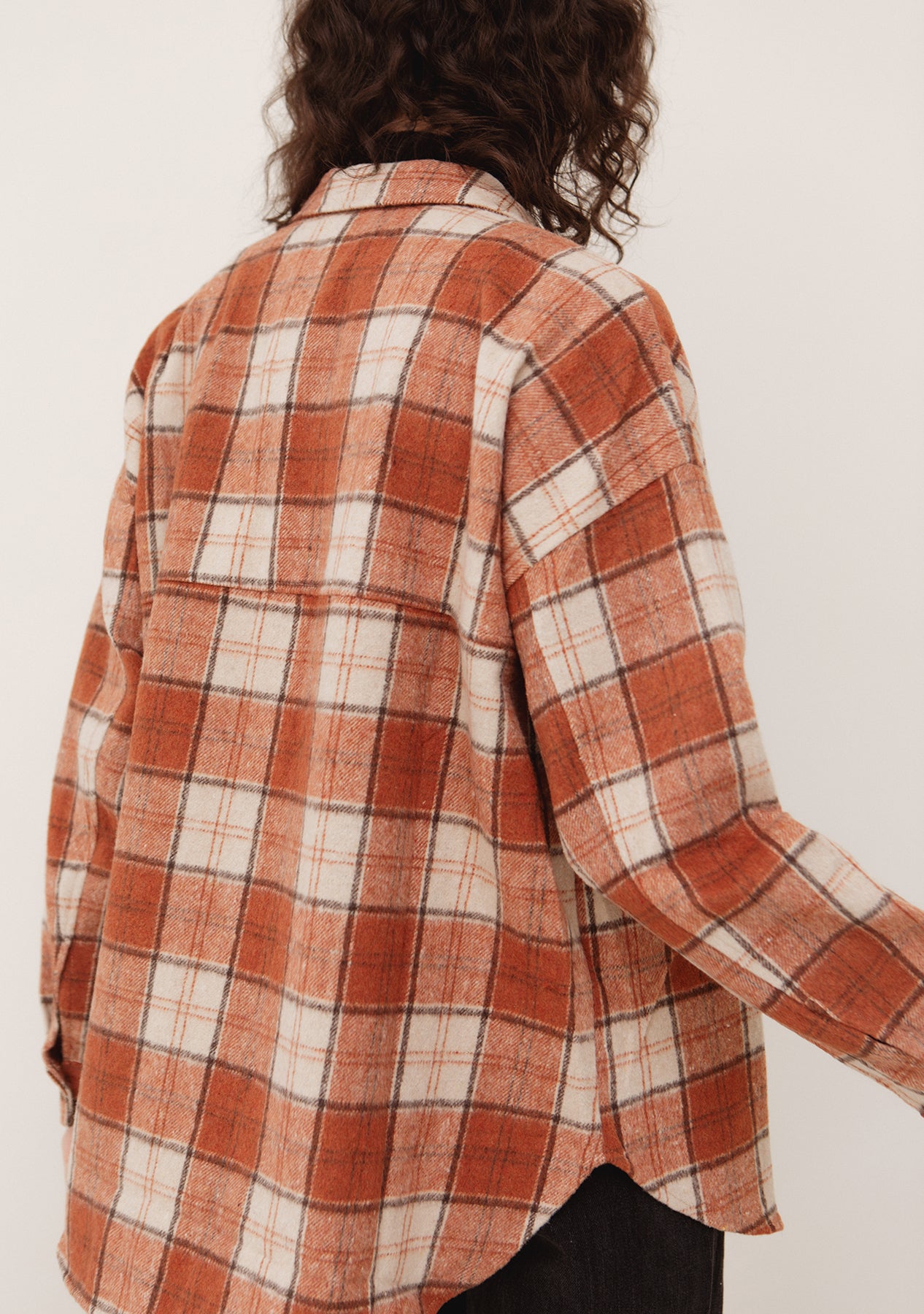 Oversized Plaid Jacket w Pocket