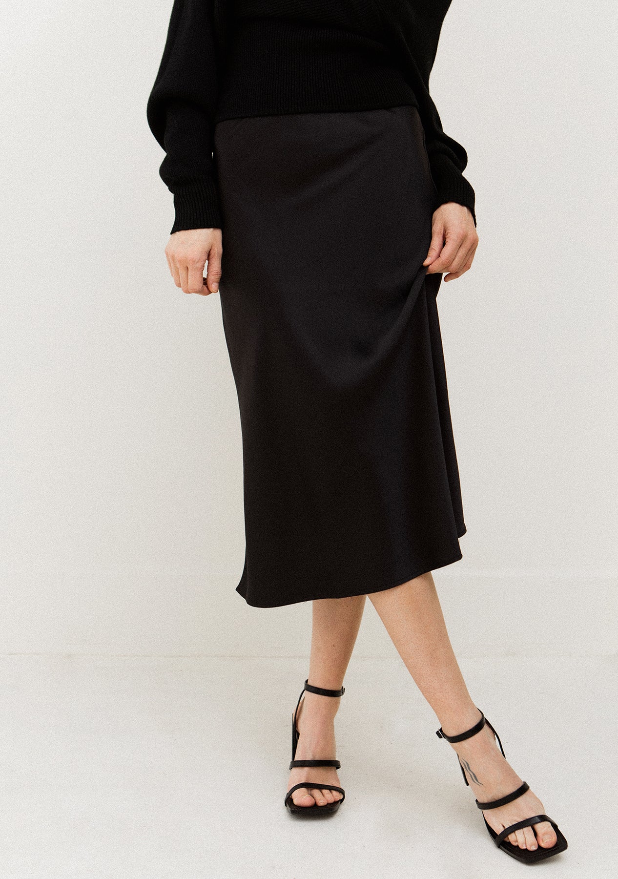 Midi Satin Slip Skirt