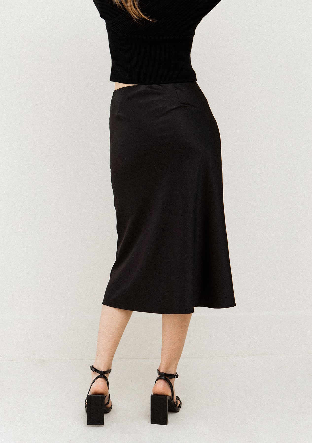 Midi Satin Slip Skirt