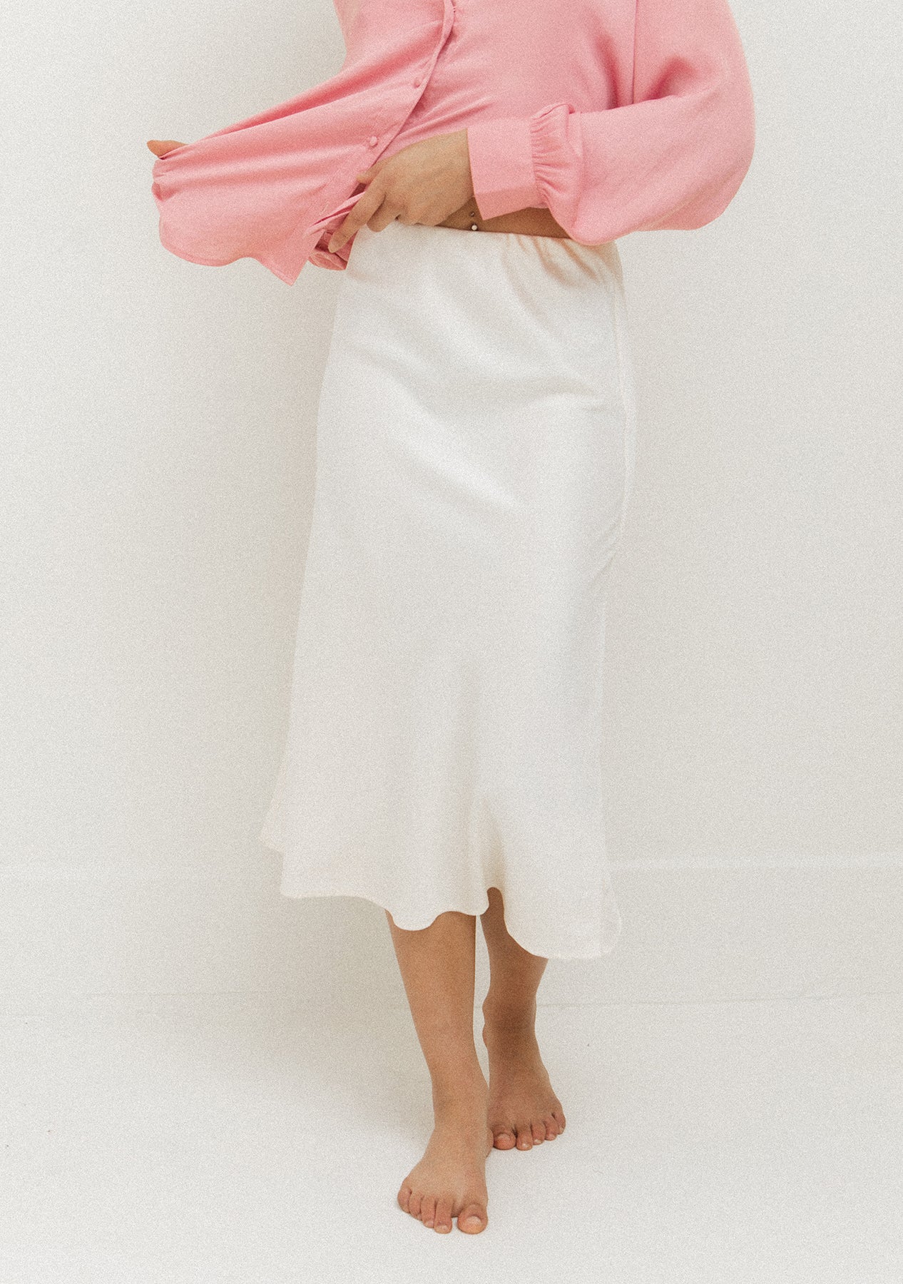 Midi Satin Slip Skirt