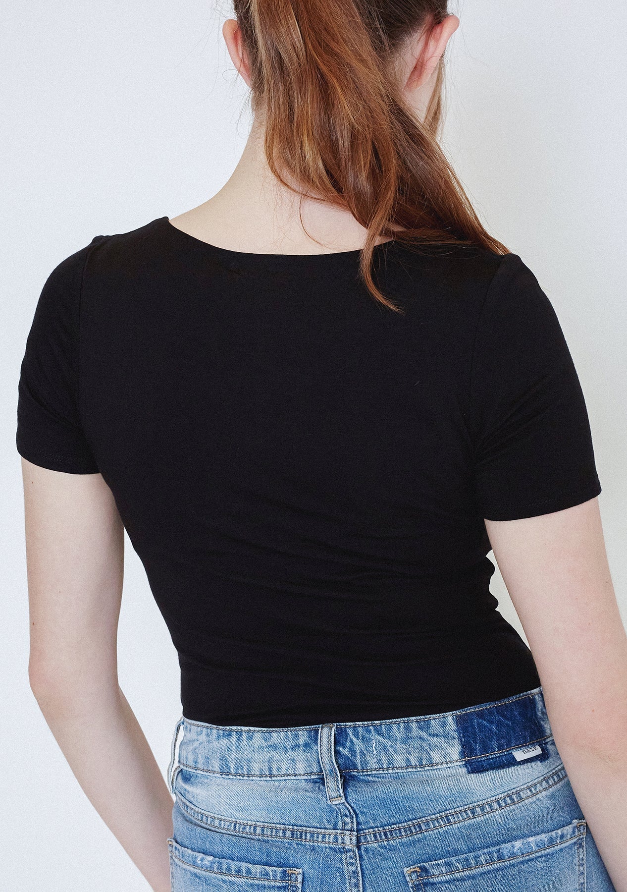 Double Layered short sleeve V Neck Top Wasabi + Mint