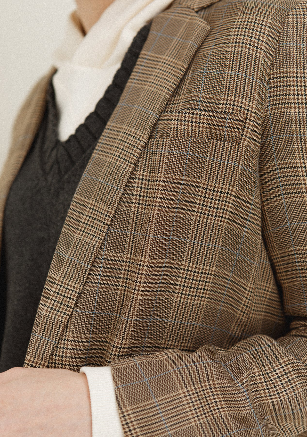 Plaid Blazer With Button