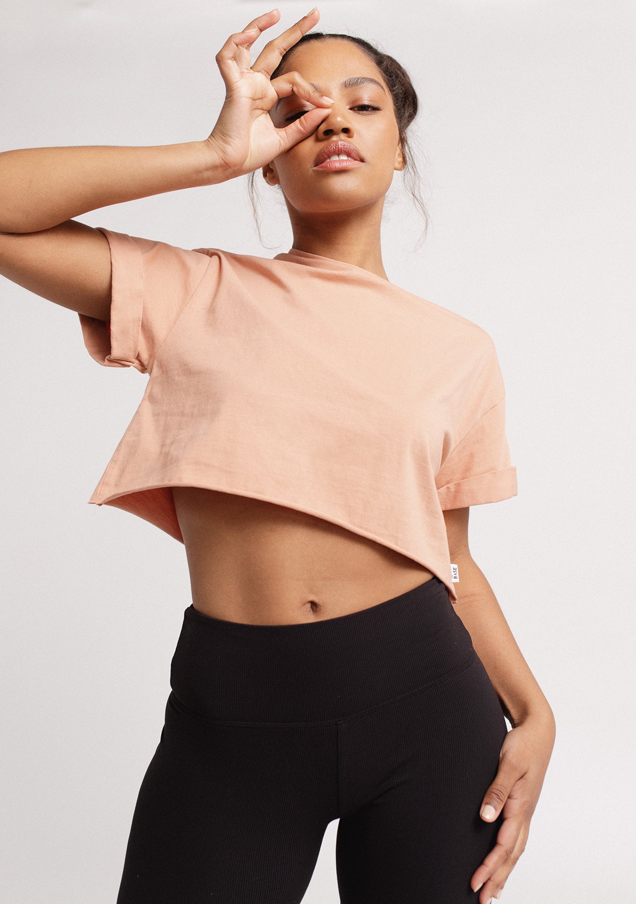 Double Layer Short Sleeve V Neck Crop Top