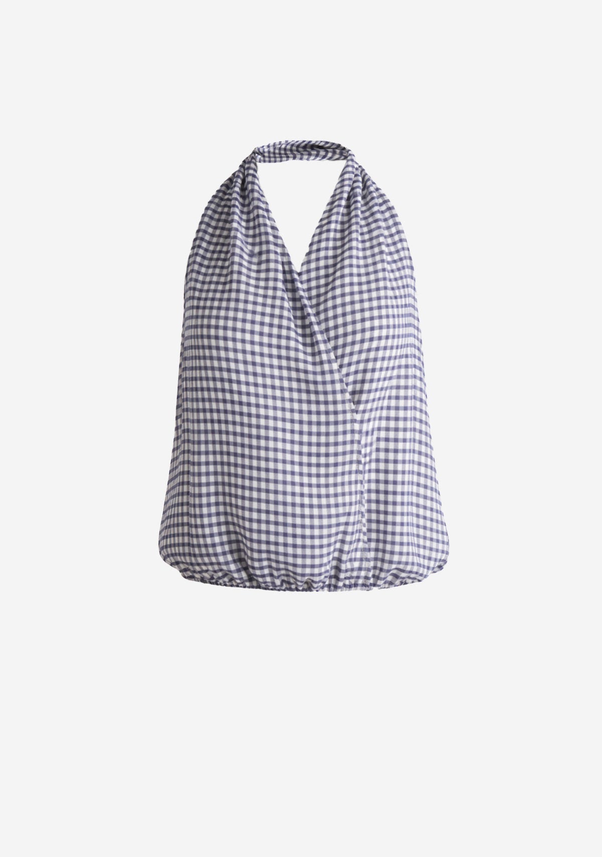 Checkered Halter Neck Top Navy Check