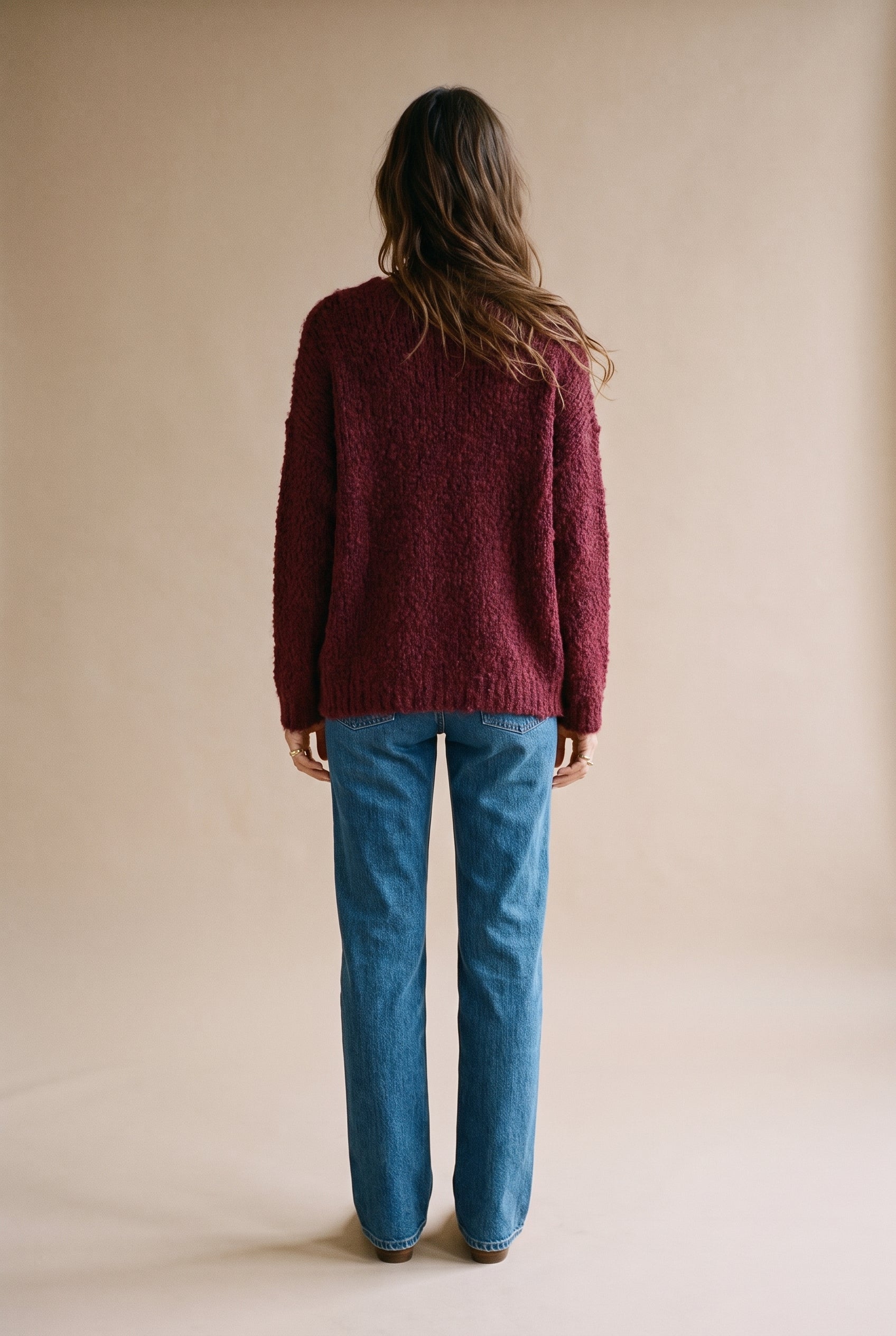 Popcorn Knit Sweater Wine