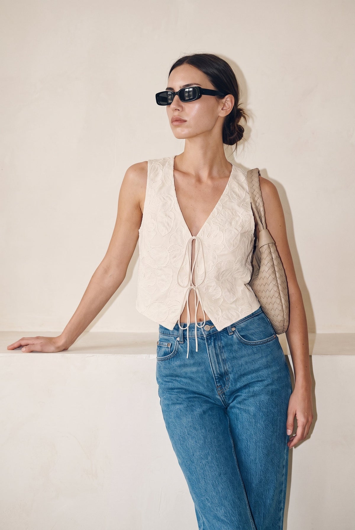 Vmmillia Sl Embroidery Waistcoat Oatmeal Vero Moda
