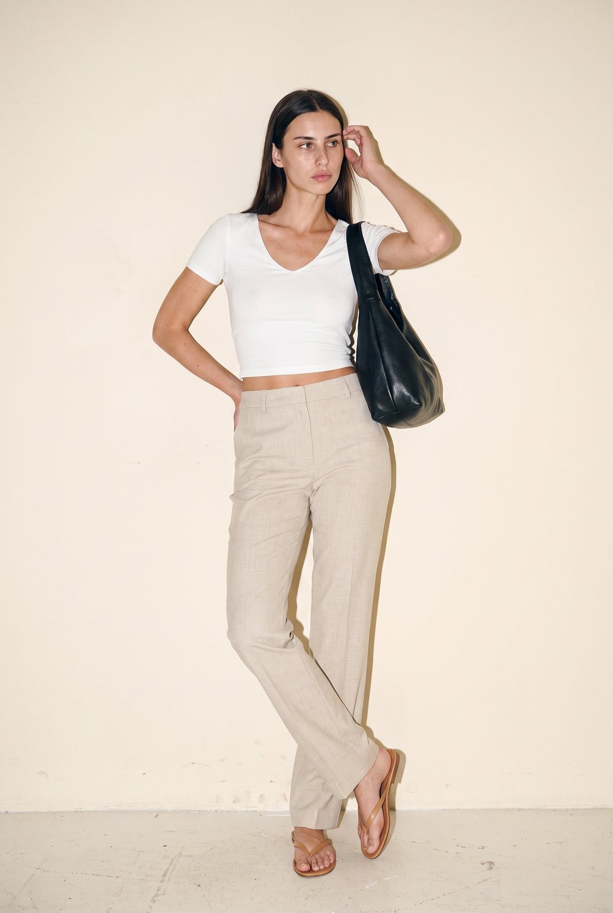 Double Layered short sleeve V Neck Top Wasabi + Mint