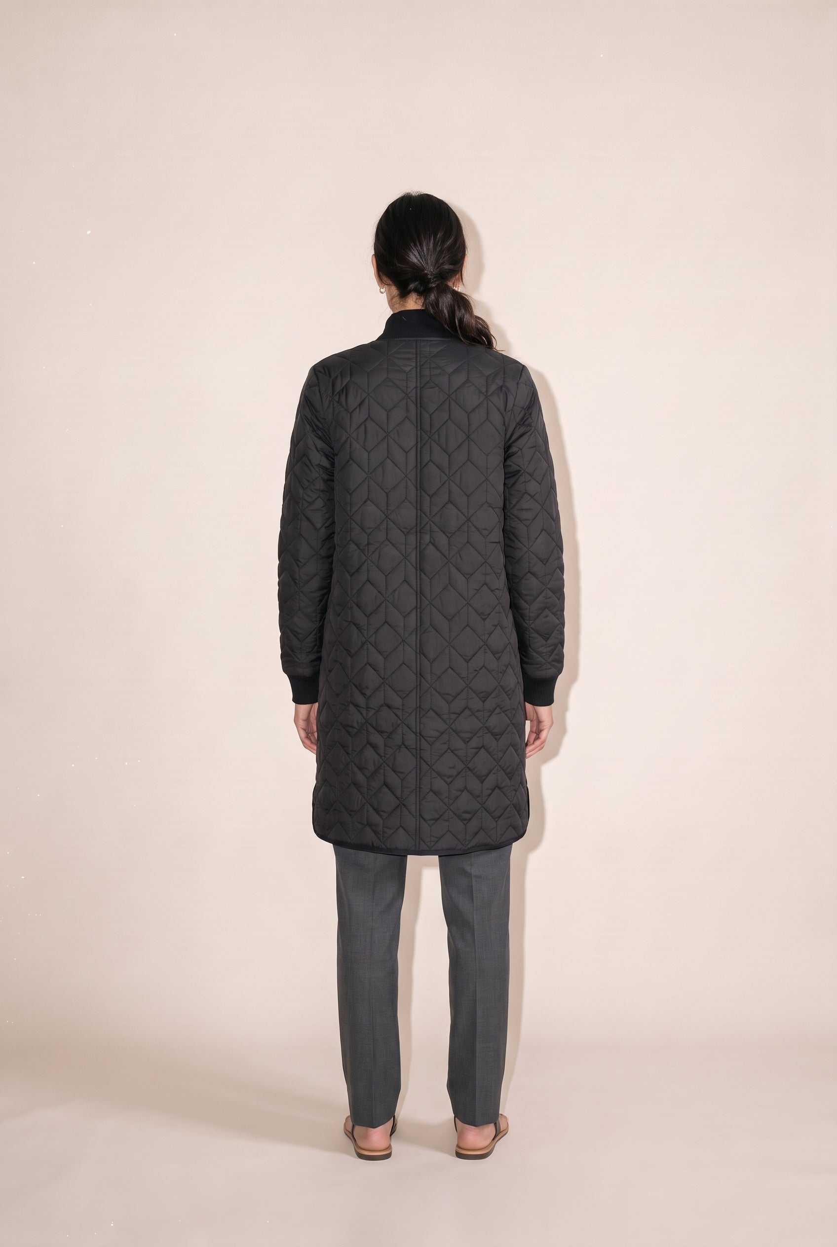Padded Quilt Coat Black