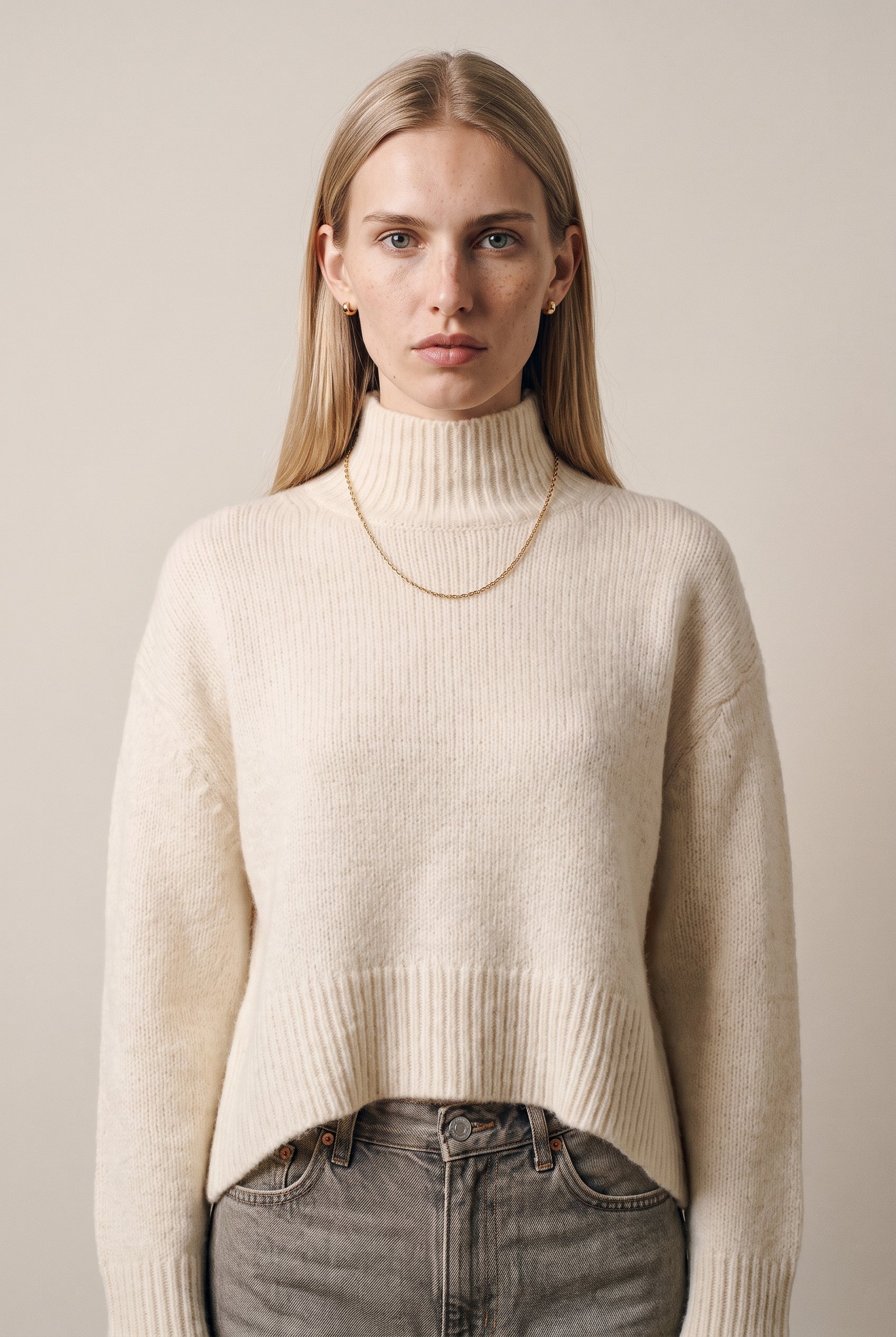Wool Blend Mock Neck Sweater