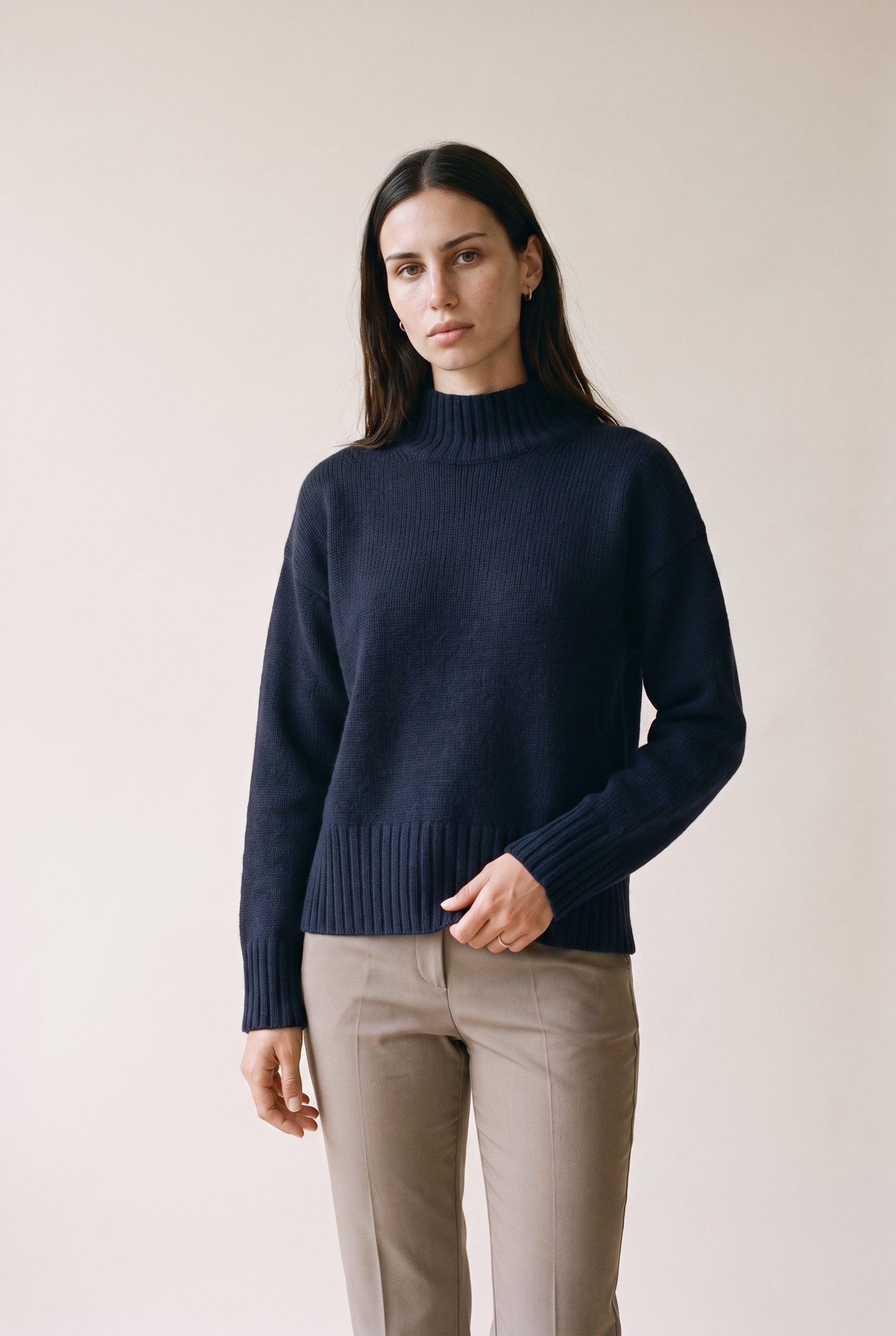 Wool Blend Mock Neck Sweater