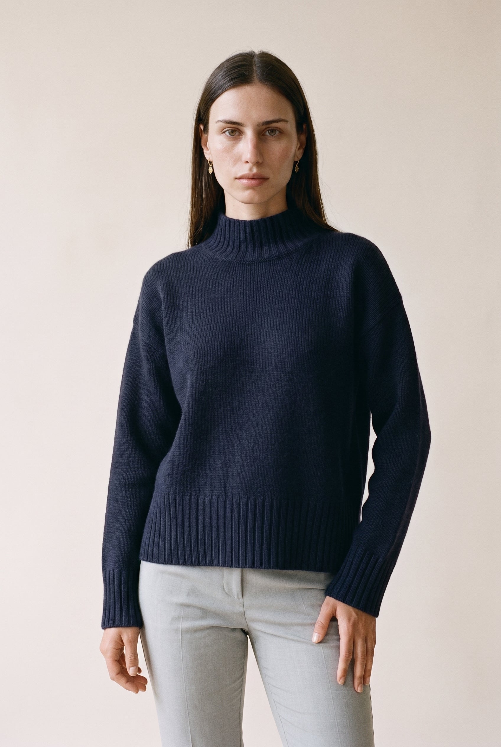 Wool Blend Mock Neck Sweater