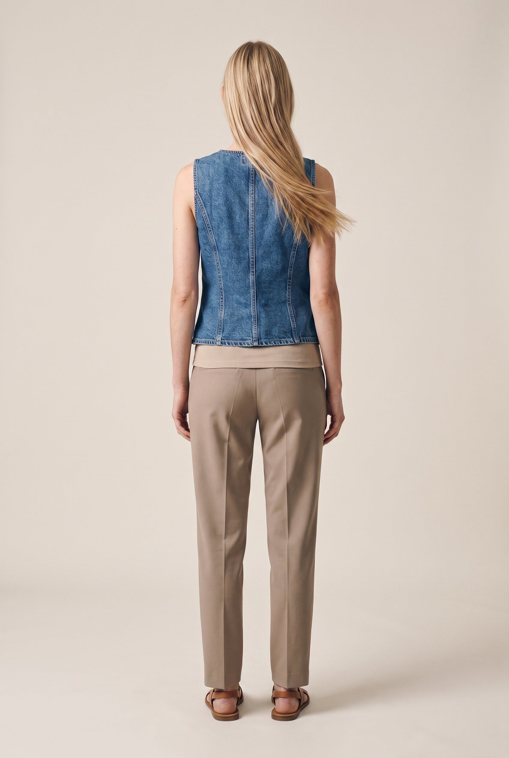 ONLGiulina S/L Button Vest Dnm Mae Medium Blue Denim
